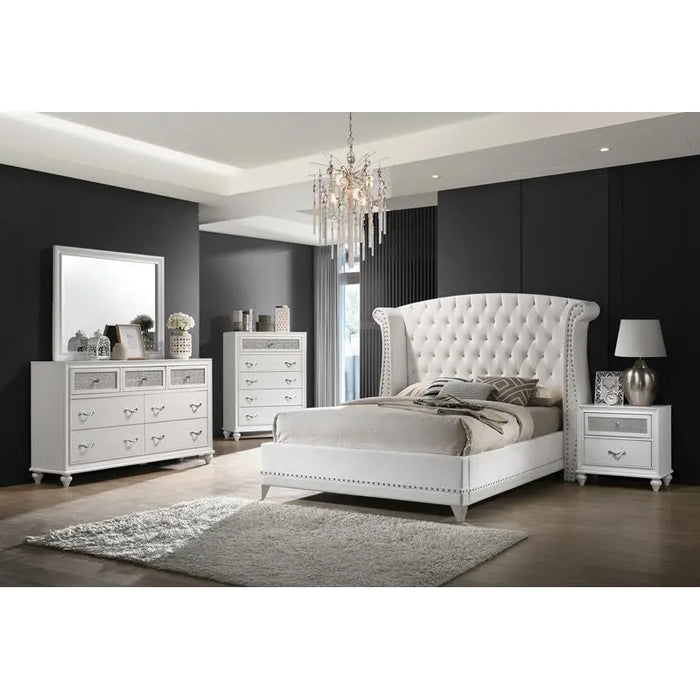 Barzini Upholstered Tufted Bedroom Set White - Homestyle Furniture (ARk)