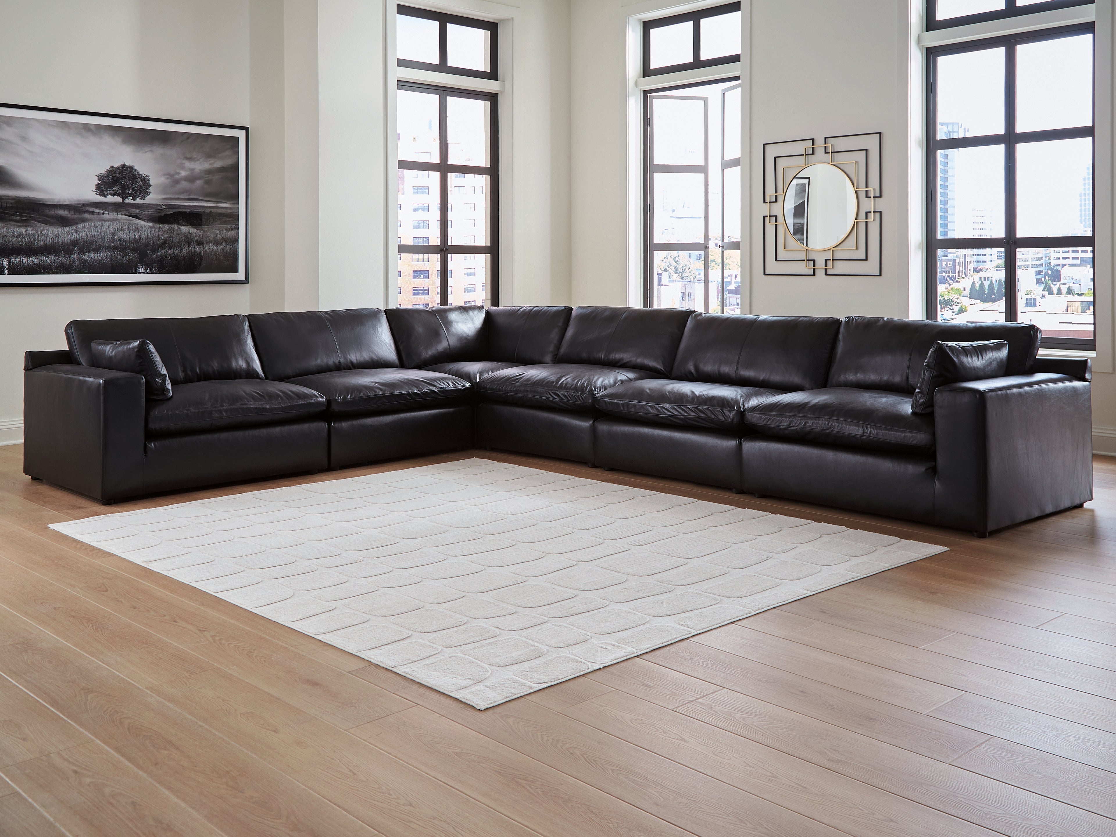 Homestyle Furniture - Ashley Furniture - Emilia 6-Piece Sectional - RAF 6-Piece Sectional / Black - 30902S5