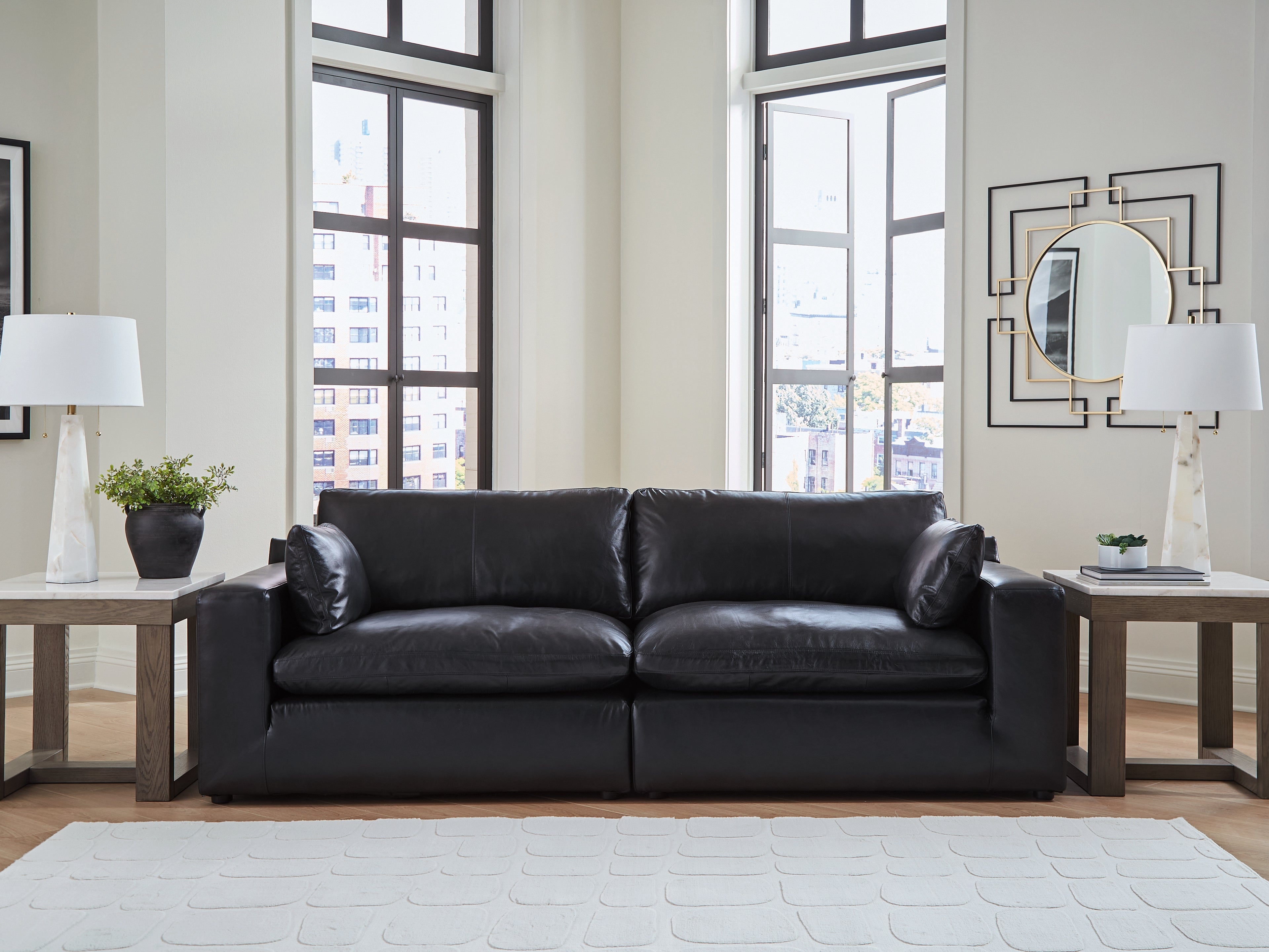 Homestyle Furniture - Ashley Furniture - Emilia 2-Piece Sectional Loveseat - RAF 2-Piece Sectional Loveseat / Black - 30902S1