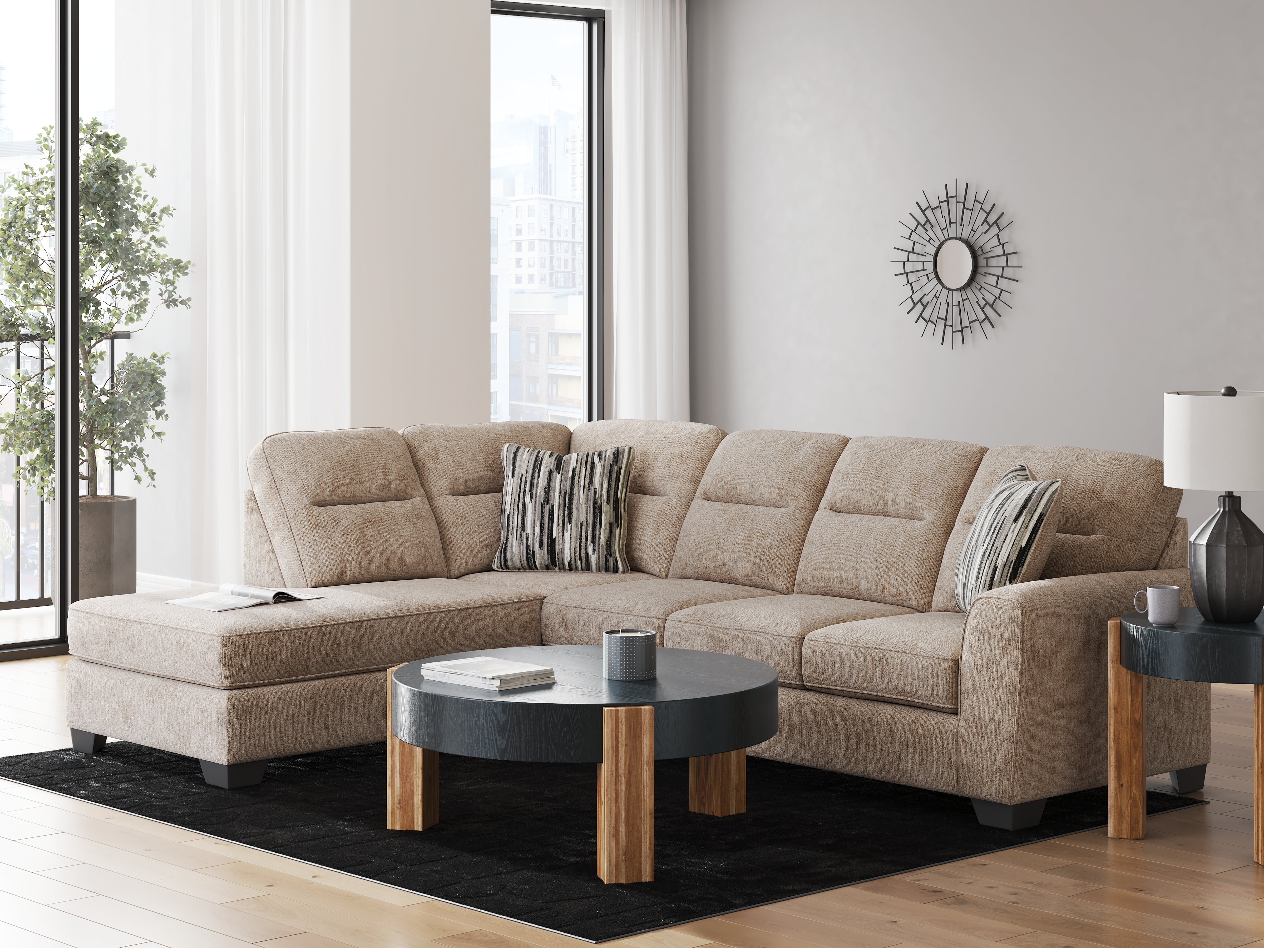 Homestyle Furniture - Ashley Furniture - Olten 2-Piece Sectional with Chaise - RAF 2-Piece Sectional with Chaise / Mocha - 31304S1