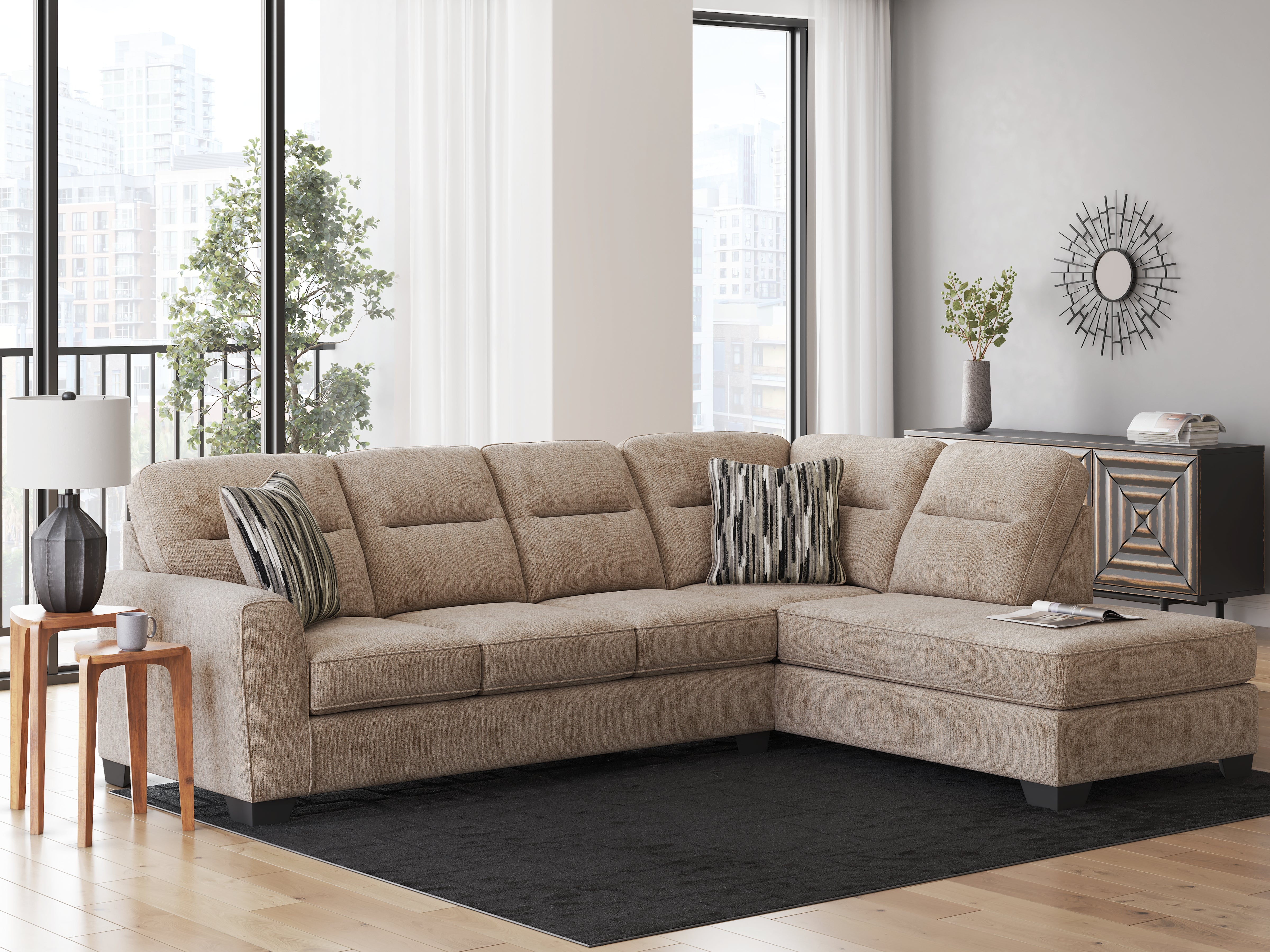 Homestyle Furniture - Ashley Furniture - Olten 2-Piece Sectional with Chaise - LAF 2-Piece Sectional with Chaise / Mocha - 31304S2