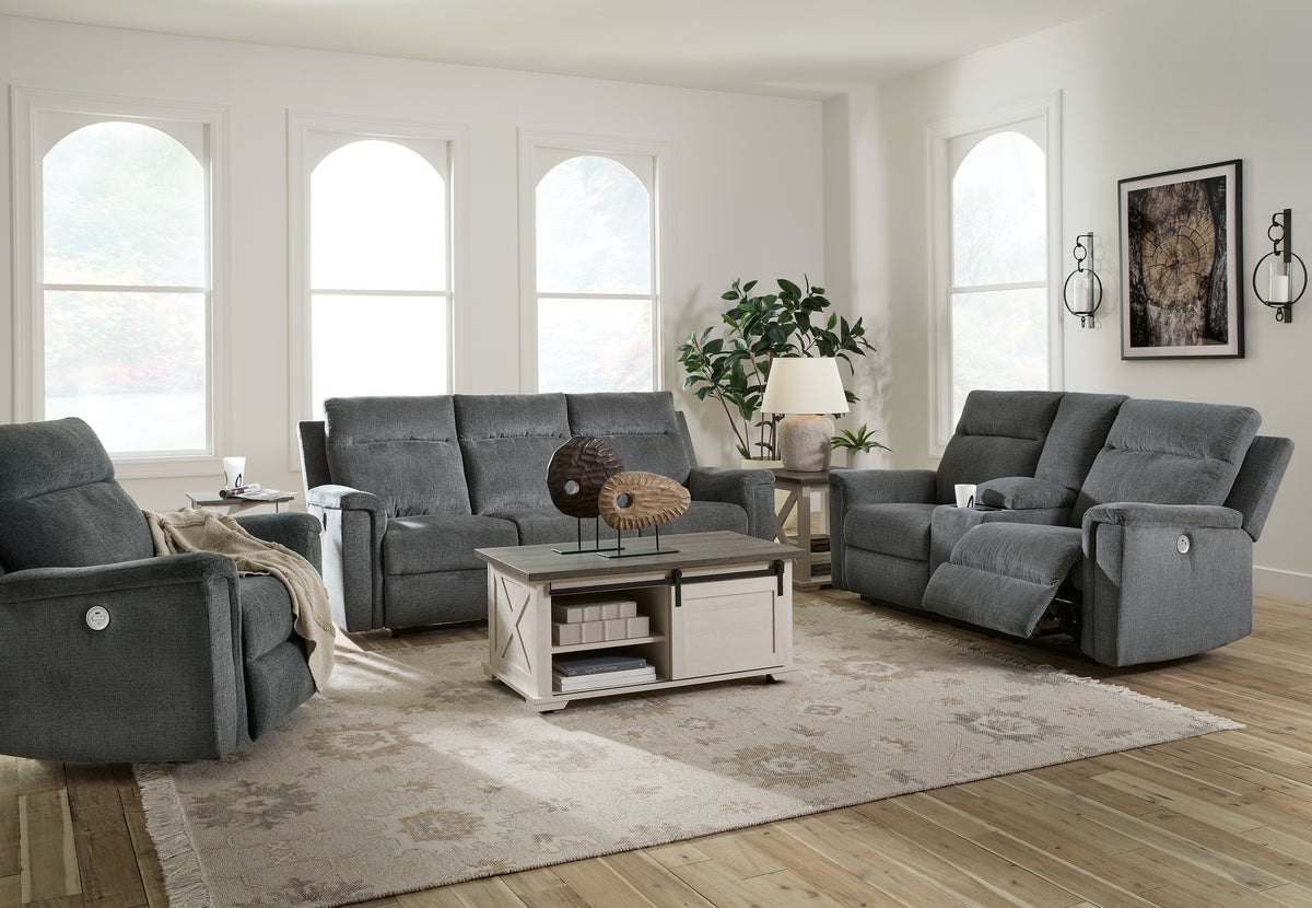 Homestyle Furniture - Ashley Furniture - Barnsana Power Reclining Sofa, Loveseat and Recliner - Power Reclining Sofa, Loveseat and Recliner / Gravel - 33202U2