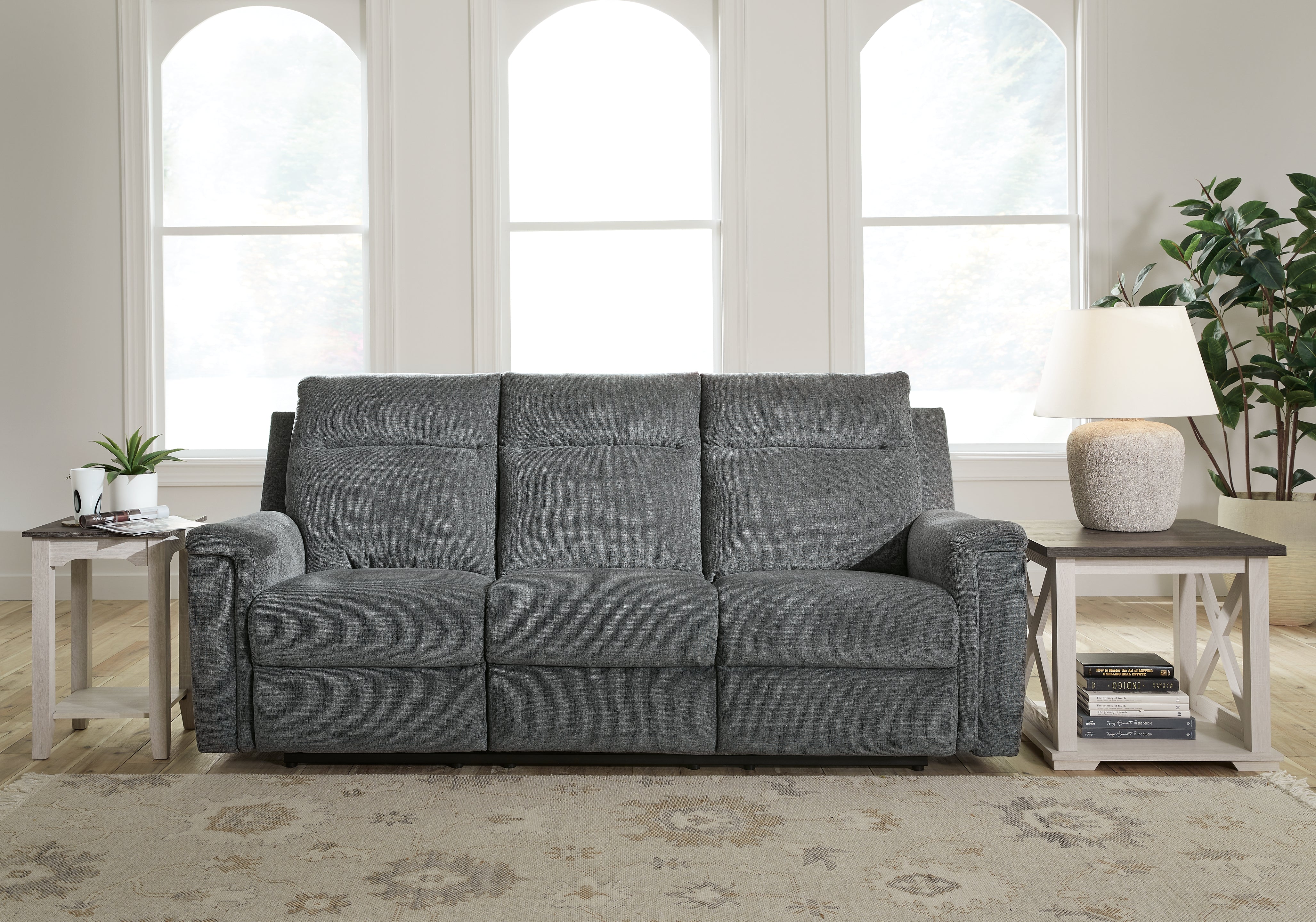 Homestyle Furniture - Ashley Furniture - Barnsana Power Reclining Sofa - Reclining Power Sofa / Gravel - 3320287