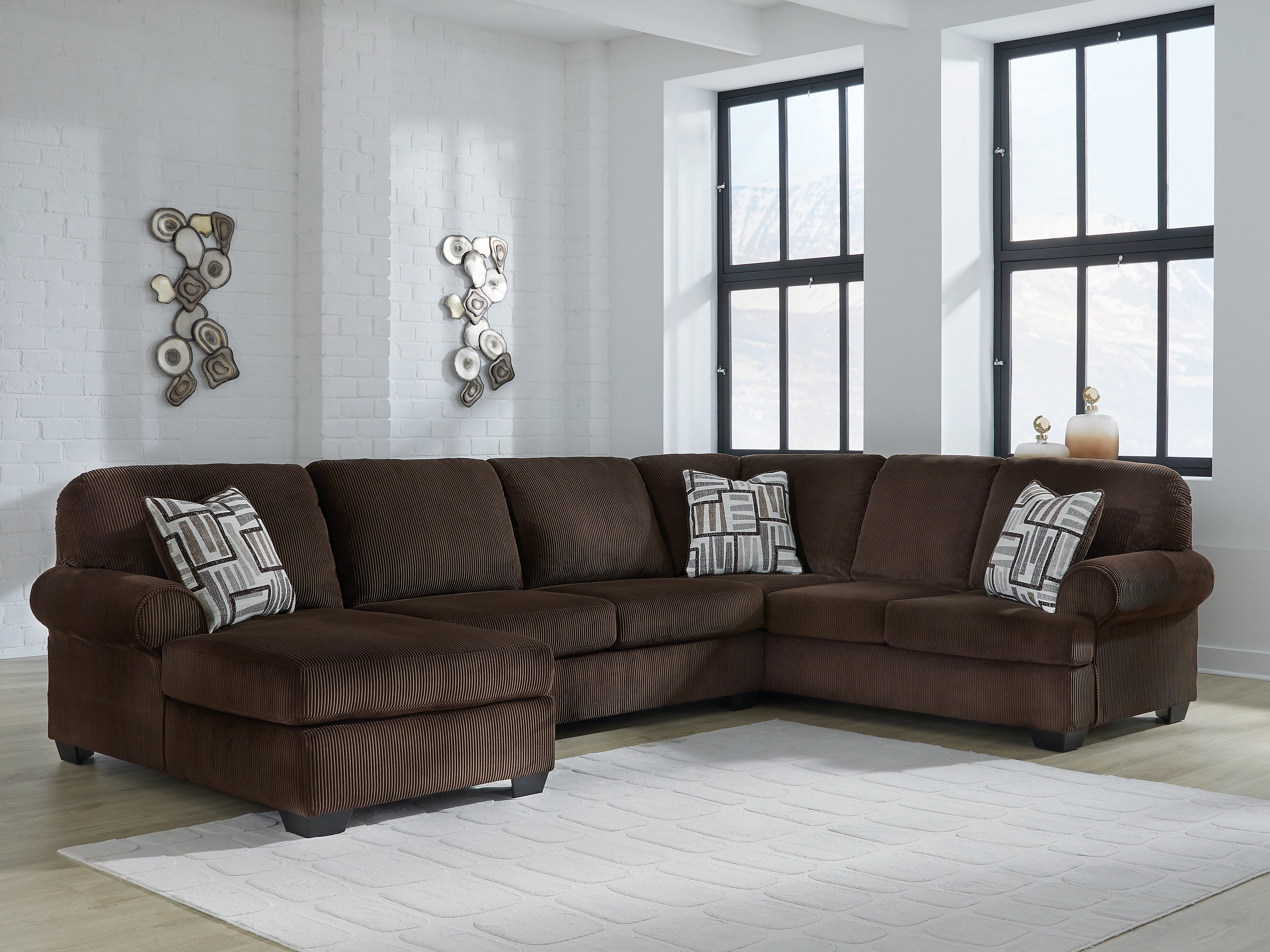 Homestyle Furniture - Ashley Furniture - Kimlee 3-Piece Sectional with Chaise - RAF 3-Piece Sectional with Chaise / Chocolate - PC35603S1