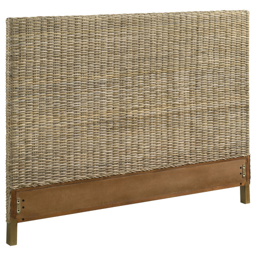 Homestyle Furniture - Coaster - Zyla Woven Rattan Queen Panel Headboard Kubu Grey - 360181QB1