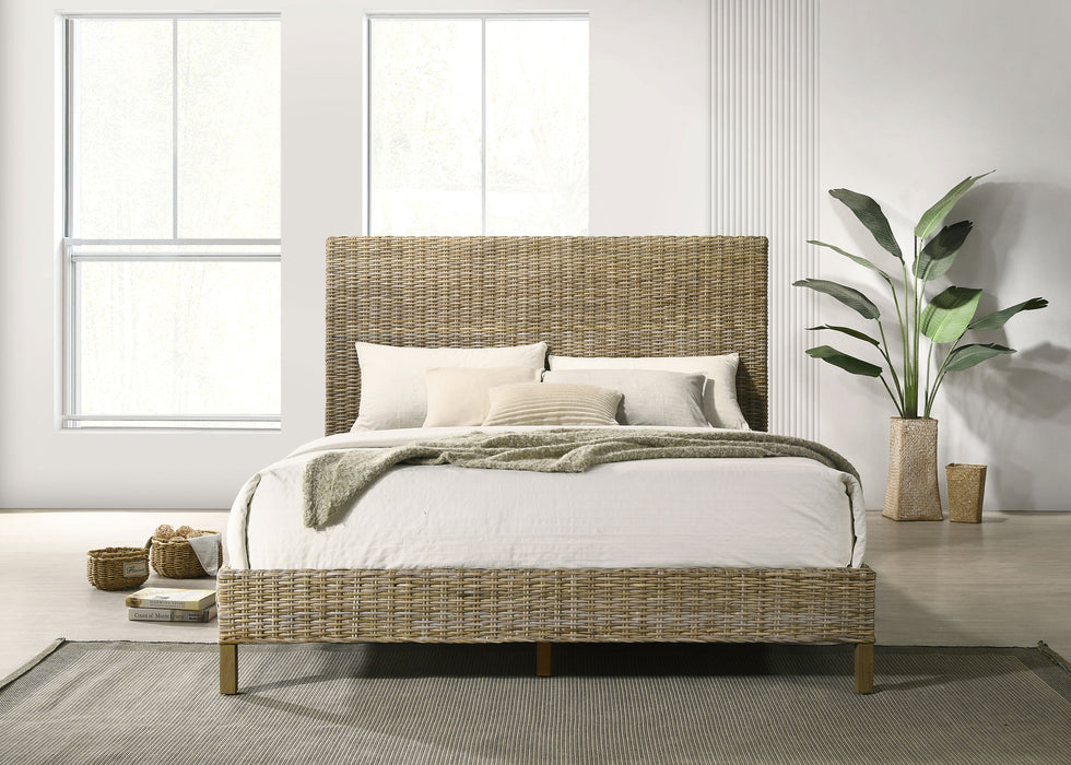 Zyla Woven Rattan Queen Panel Headboard Kubu Grey