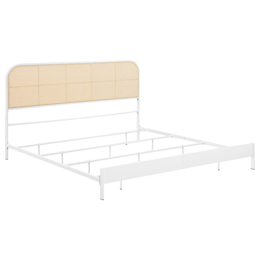 Homestyle Furniture - Coaster - Amherst Radio Weave Rattan Metal Eastern King Bed White - 360301KE