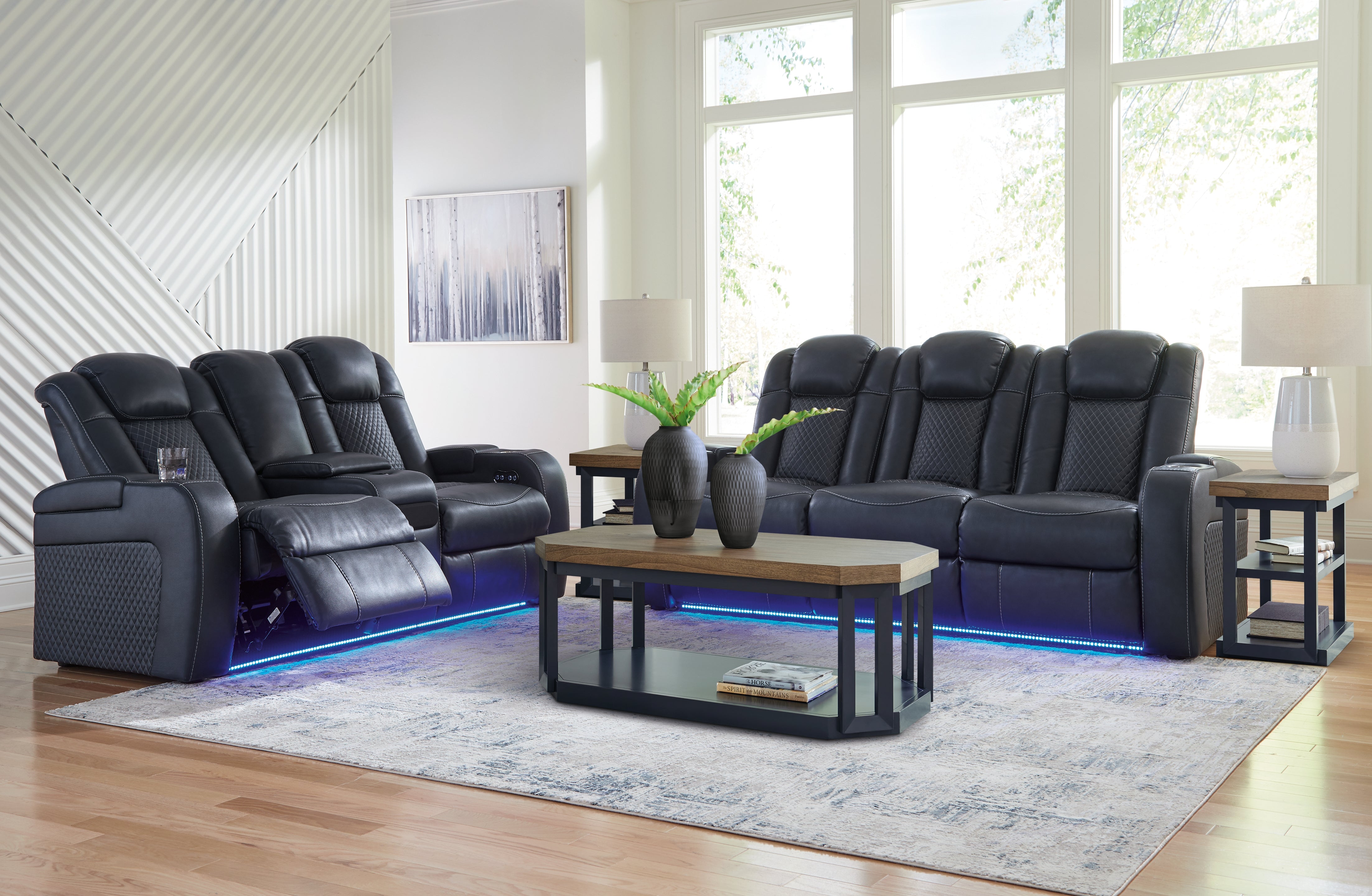 Homestyle Furniture - Ashley Furniture - Fyne-Dyme Power Reclining Sofa, Loveseat and Recliner - Power Reclining Sofa, Loveseat and Recliner / Sapphire - 36603U2