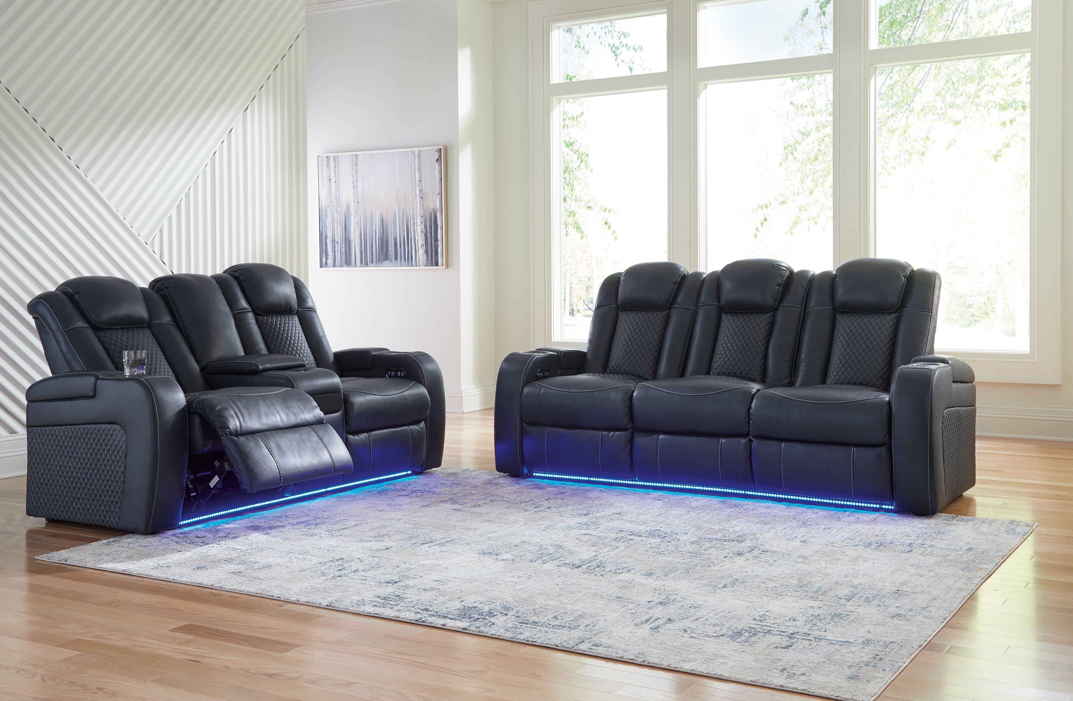 Homestyle Furniture - Ashley Furniture - Fyne-Dyme Power Reclining Sofa and Loveseat - Power Reclining Sofa and Loveseat / Sapphire - 36603U1