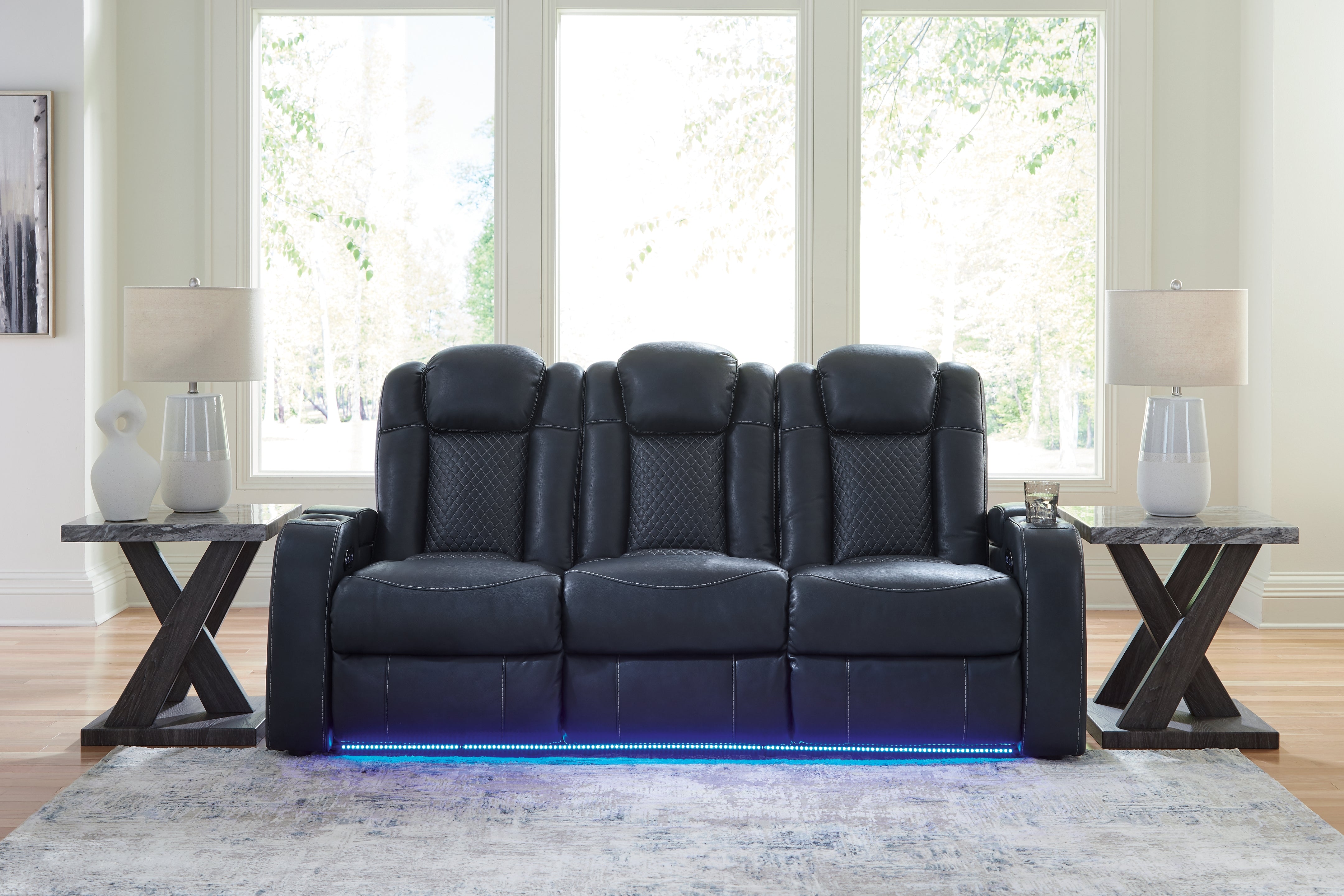 Homestyle Furniture - Ashley Furniture - Fyne-Dyme Power Reclining Sofa - PWR REC Sofa with ADJ Headrest / Sapphire - 3660315