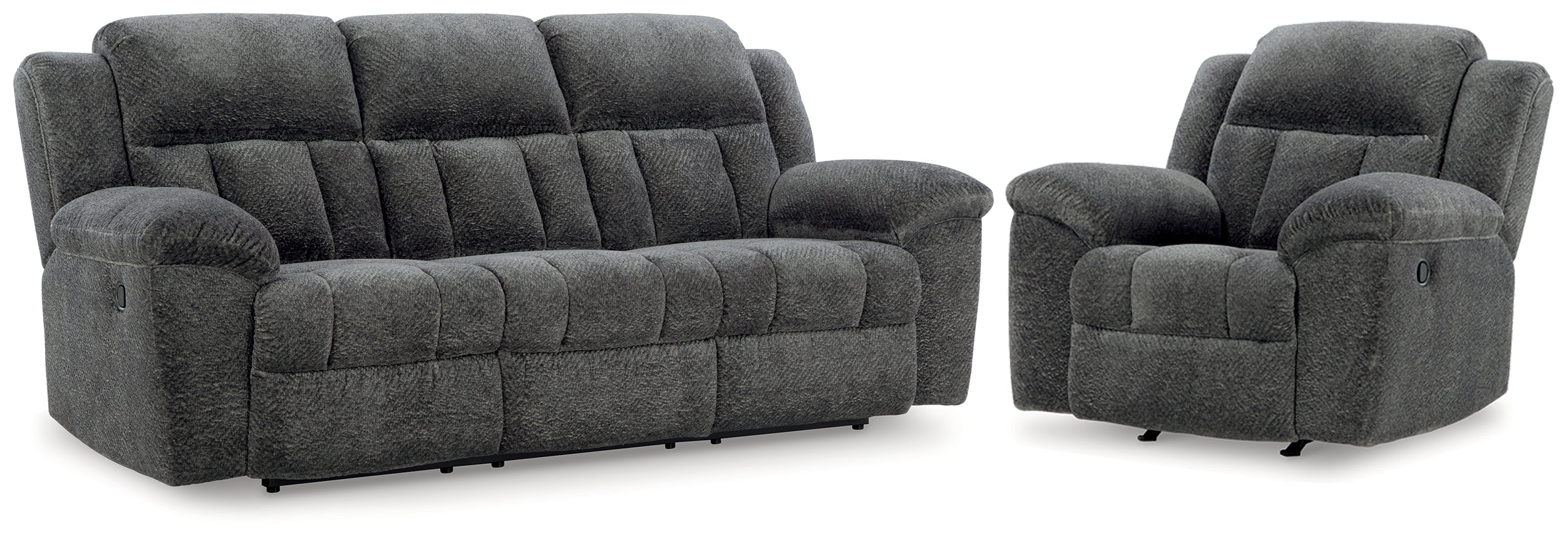 Homestyle Furniture - Ashley Furniture - Frohn Reclining Sofa and Recliner - Reclining Sofa and Recliner / Graphite - 37406U2