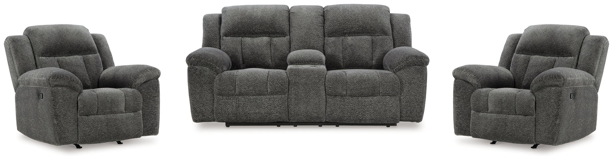 Homestyle Furniture - Ashley Furniture - Frohn Reclining Loveseat with Console and 2 Recliners - Reclining Loveseat with Console and 2 Recliners - 37406U5