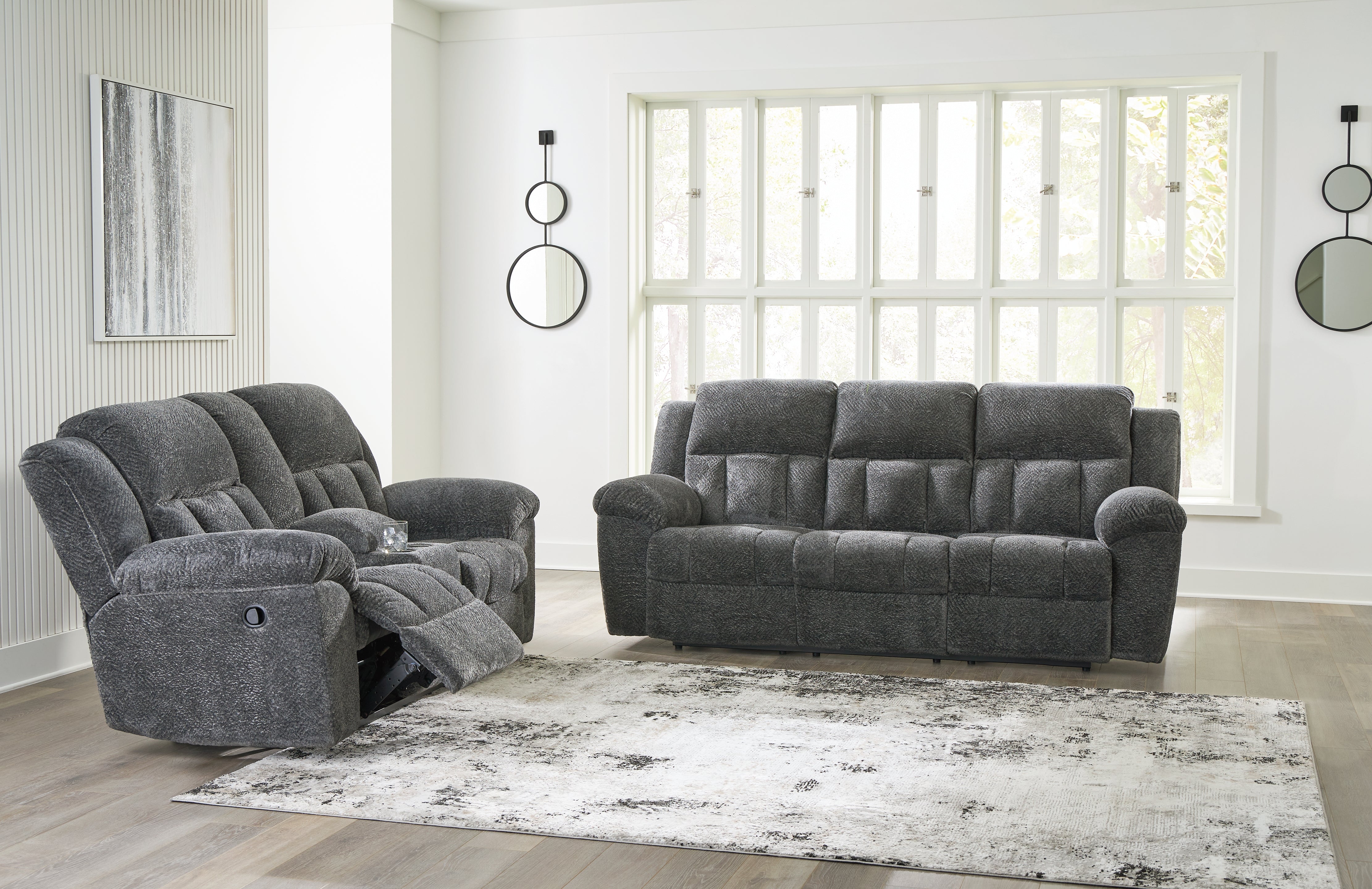 Homestyle Furniture - Ashley Furniture - Frohn Reclining Sofa and Loveseat - Reclining Sofa and Loveseat / Graphite - 37406U3