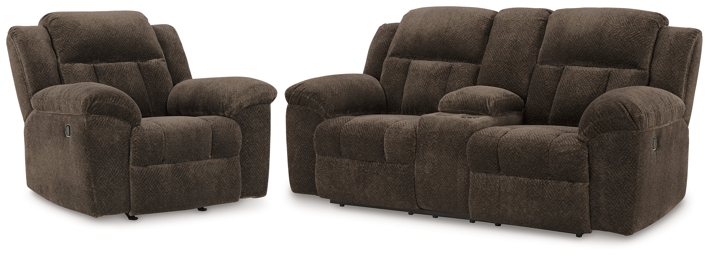 Homestyle Furniture - Ashley Furniture - Frohn Reclining Loveseat and Recliner - Reclining Loveseat and Recliner / Chocolate - 37407U3