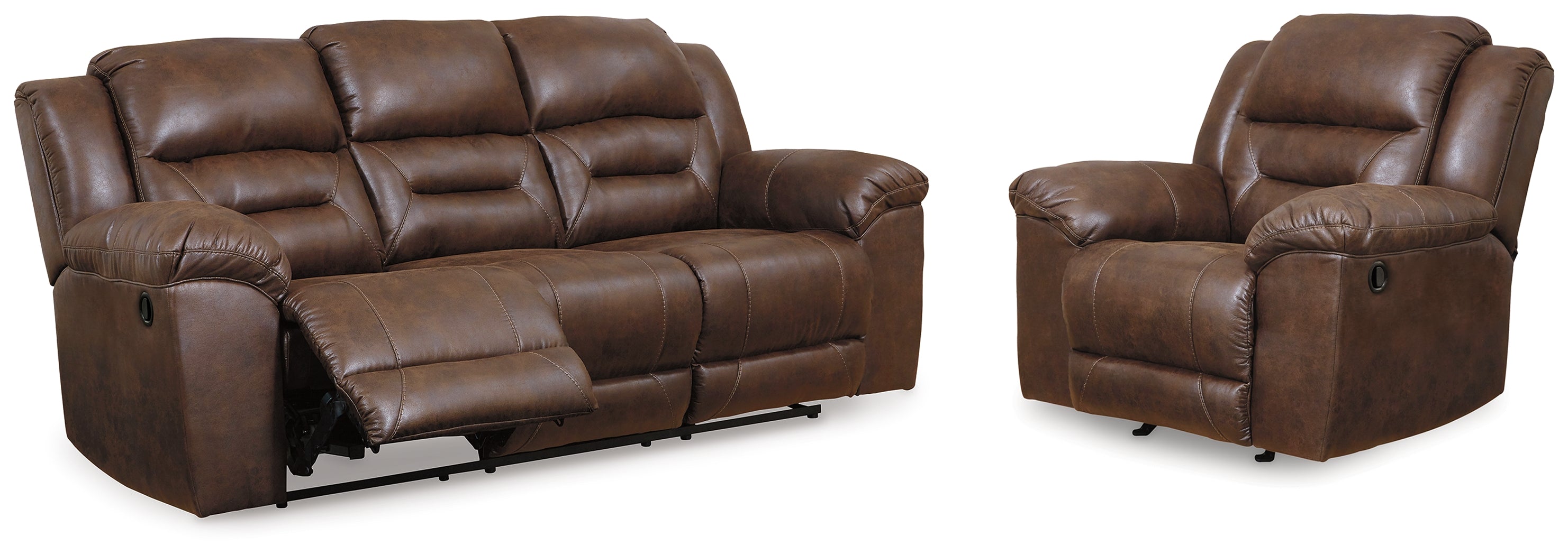 Homestyle Furniture - Ashley Furniture - Stoneland Reclining Sofa and Recliner - Reclining Sofa and Recliner / Chocolate - 39904U7