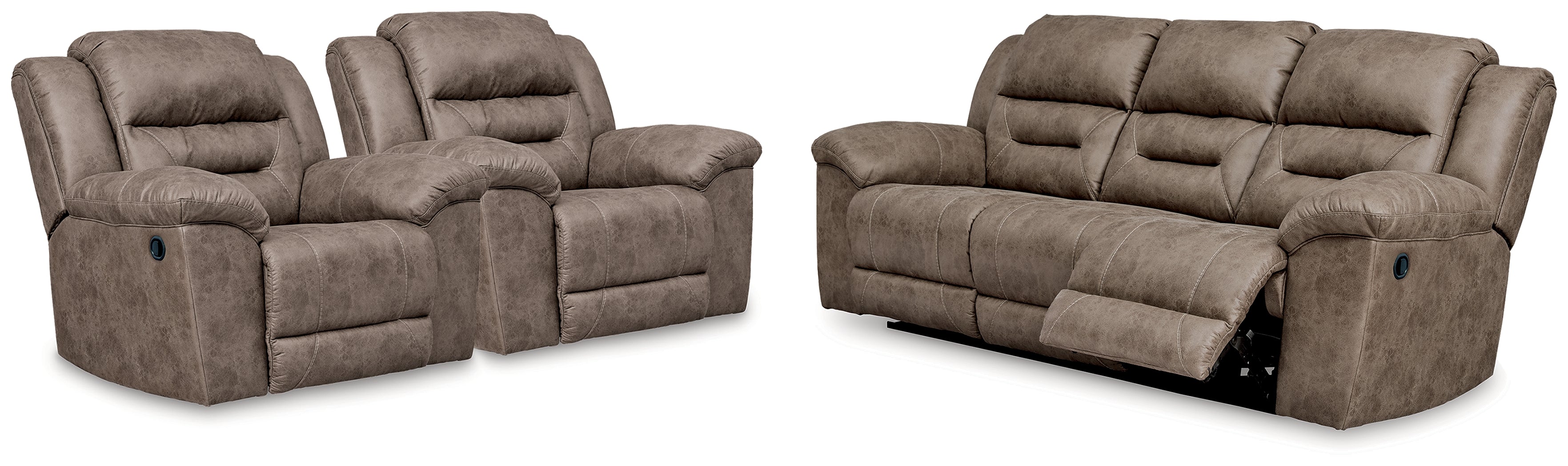 Homestyle Furniture - Ashley Furniture - Stoneland Reclining Sofa and 2 Recliners - Reclining Sofa and 2 Recliners - 39905U8