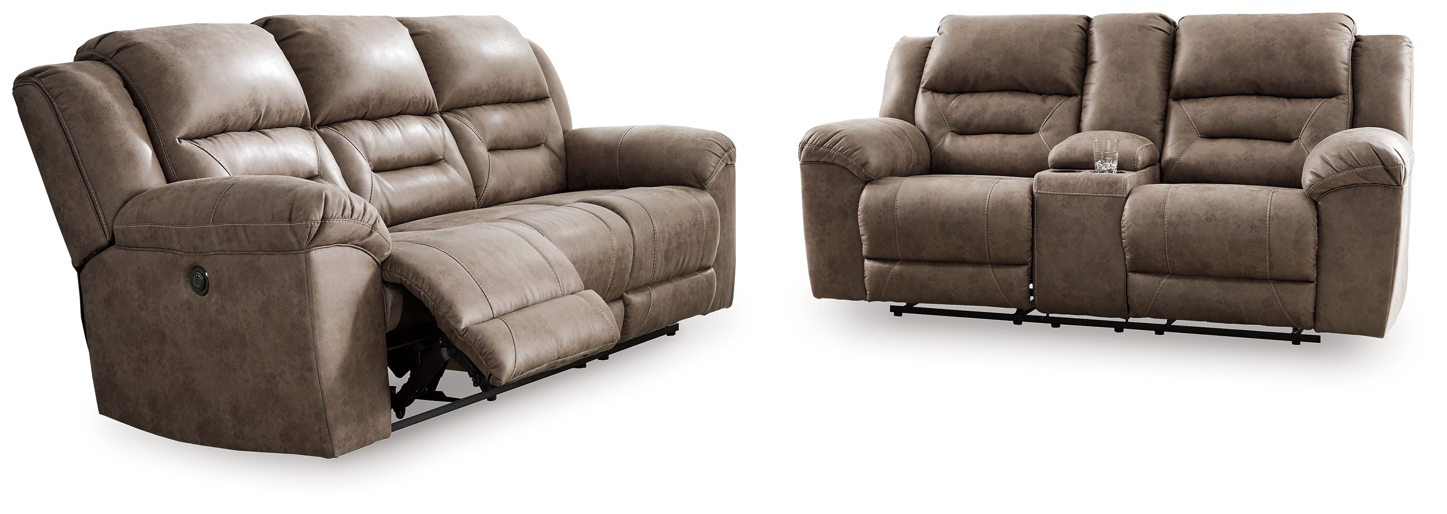 Homestyle Furniture - Ashley Furniture - Stoneland Power Reclining Sofa and Loveseat - Power Reclining Sofa and Loveseat / Fossil - 39905U3