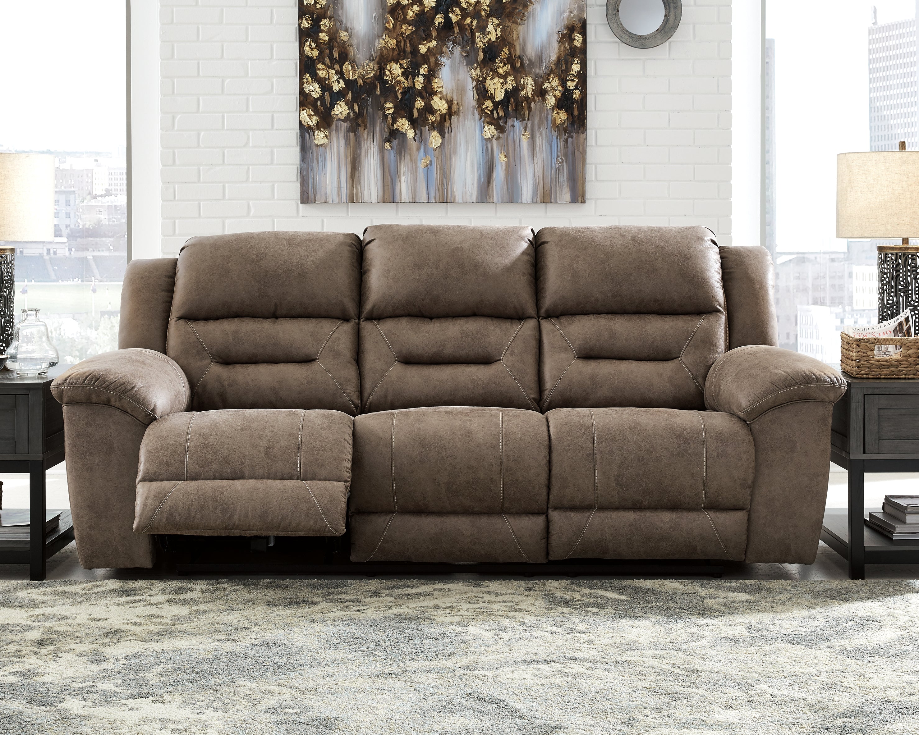 Homestyle Furniture - Ashley Furniture - Stoneland Reclining Sofa - Reclining Sofa / Fossil - 3990588