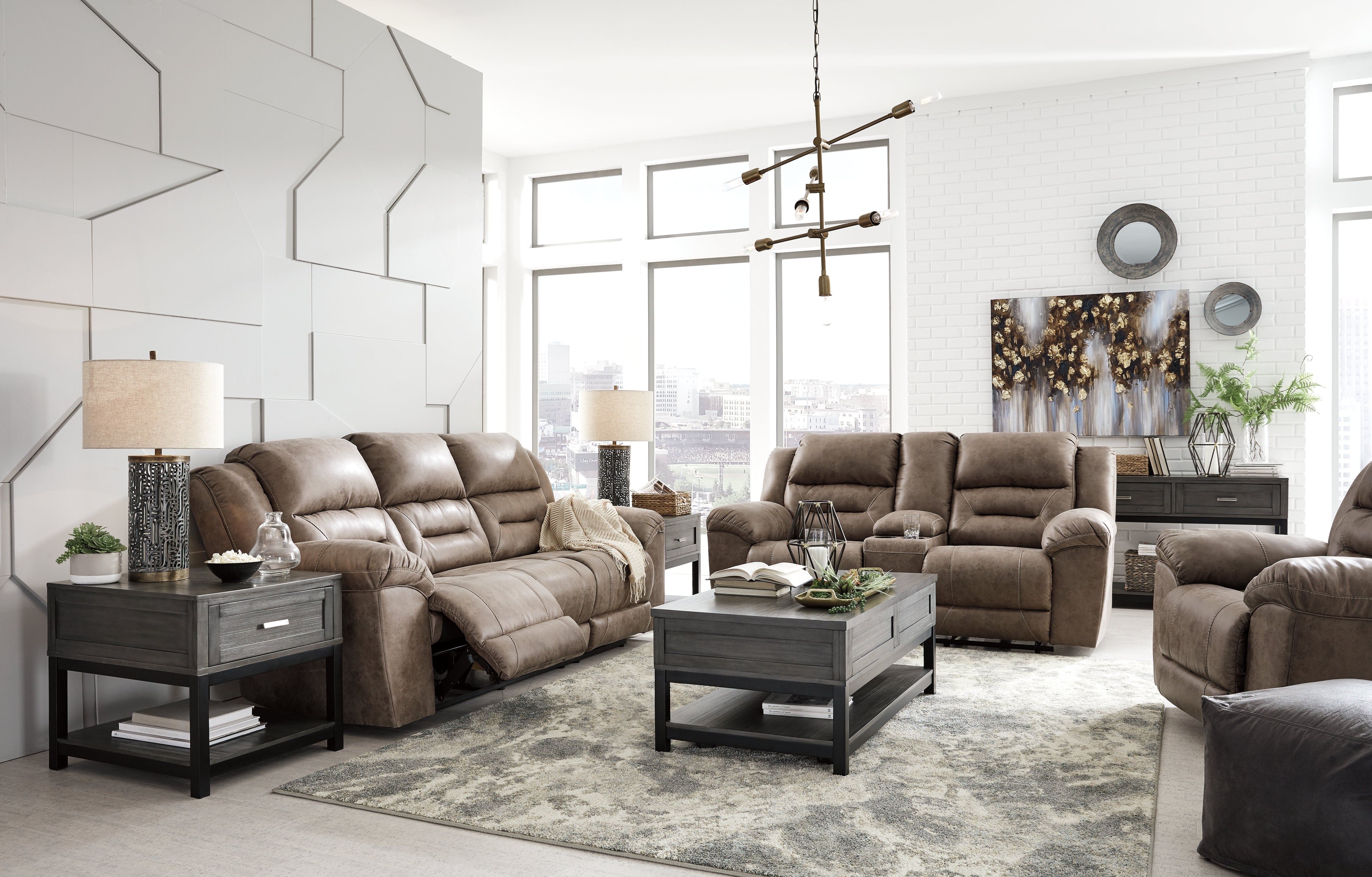 Homestyle Furniture - Ashley Furniture - Stoneland Reclining Sofa, Loveseat and Recliner - Reclining Sofa, Loveseat and Recliner - 39905U6