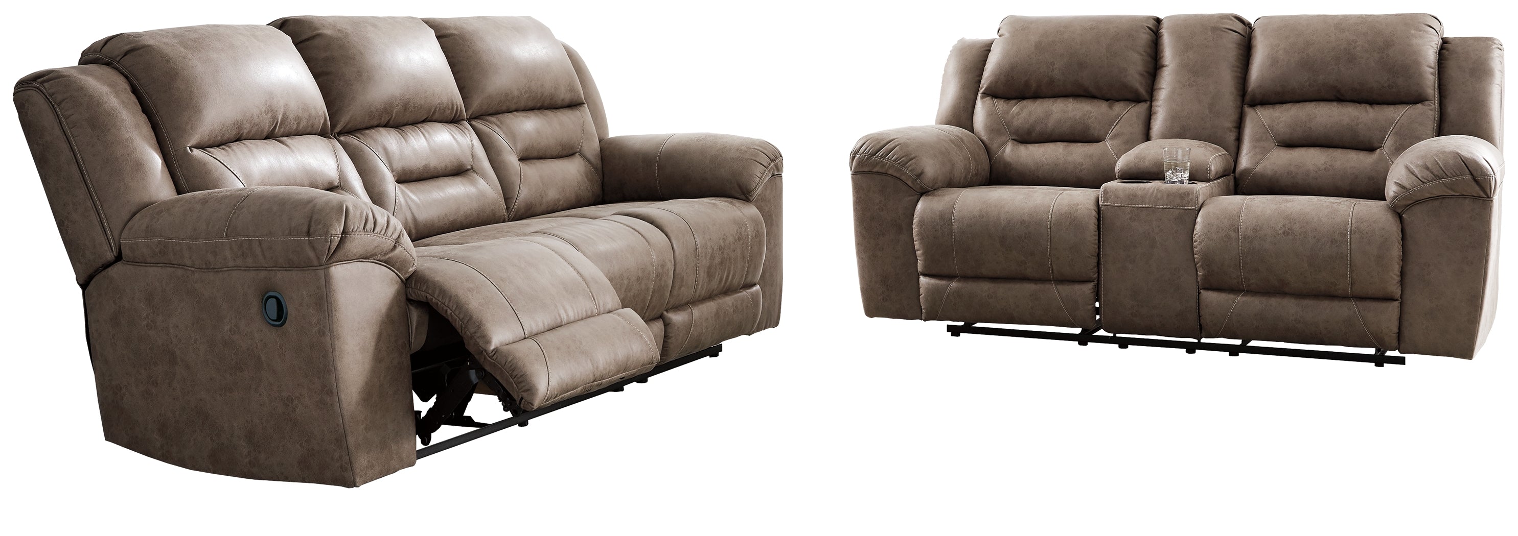 Homestyle Furniture - Ashley Furniture - Stoneland Reclining Sofa and Loveseat - Reclining Sofa and Loveseat / Fossil - 39905U1