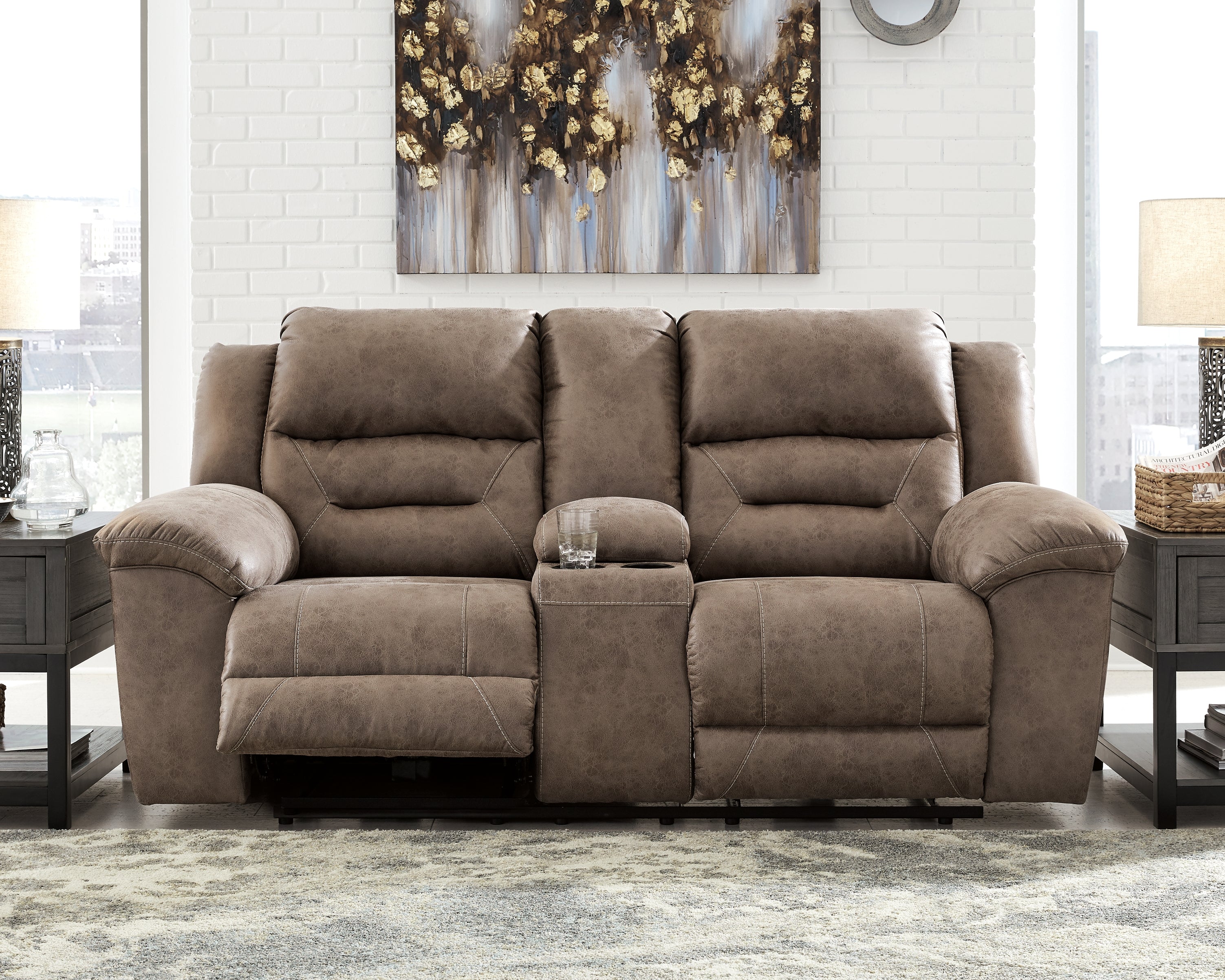 Homestyle Furniture - Ashley Furniture - Stoneland Power Reclining Loveseat with Console - DBL REC PWR Loveseat w/Console - 3990596