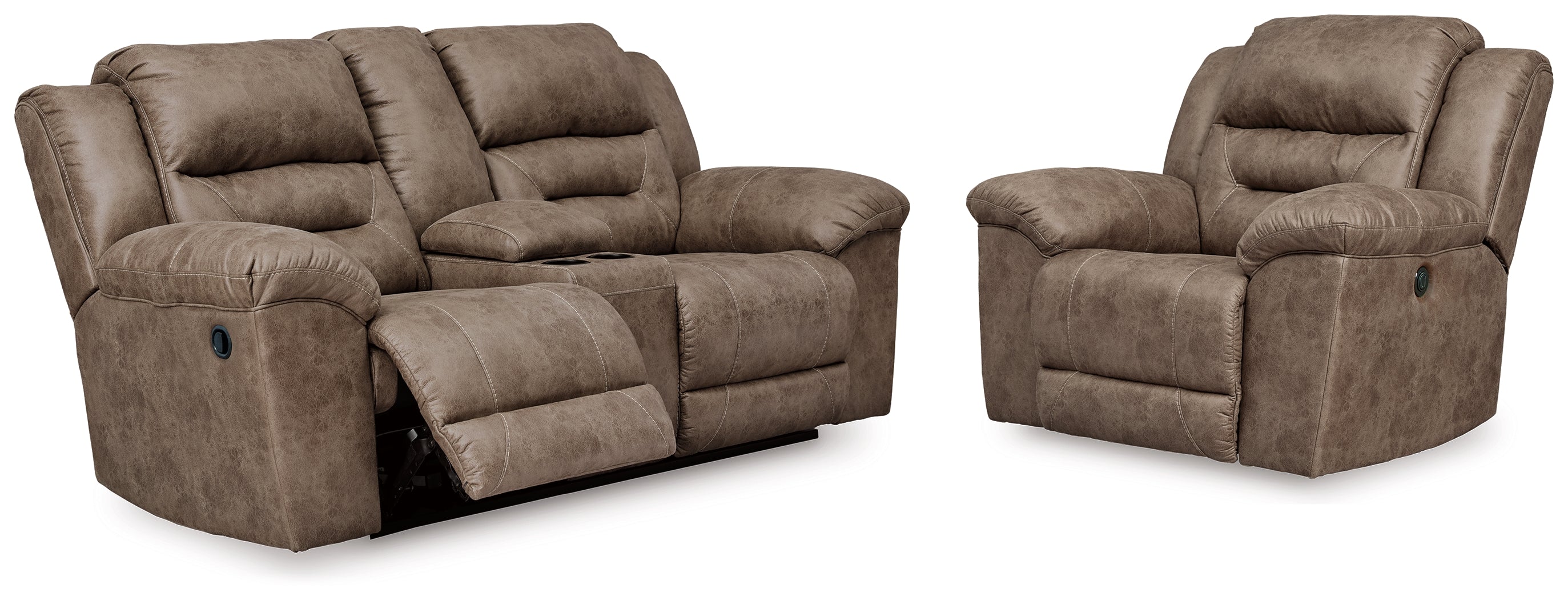 Homestyle Furniture - Ashley Furniture - Stoneland Reclining Loveseat and Power Recliner - Reclining Loveseat and Power Recliner - 39905U2