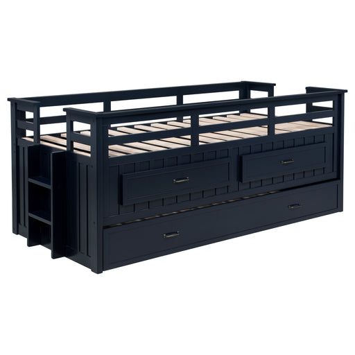 Homestyle Furniture - Coaster - Carlsbad Wood Twin Captains Bed With Trundle Navy Blue - 401980T