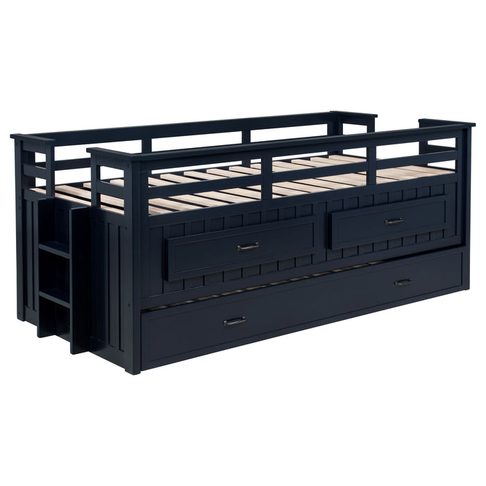 Homestyle Furniture - Coaster - Carlsbad Wood Twin Captains Bed With Trundle Navy Blue - 401980T
