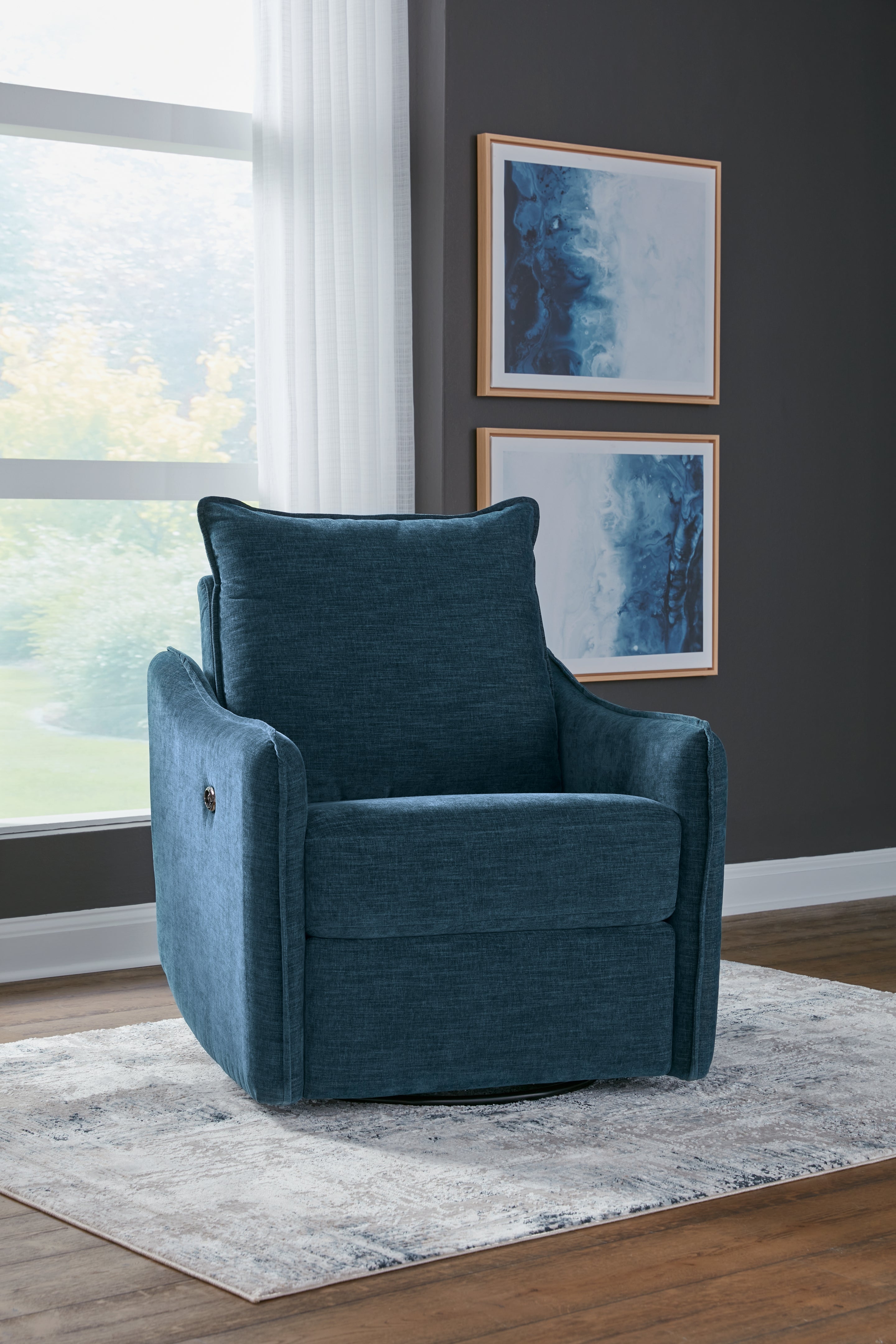 Homestyle Furniture - Ashley Furniture - McBurg Swivel Power Recliner - Swivel Power Recliner / Navy - 4480128