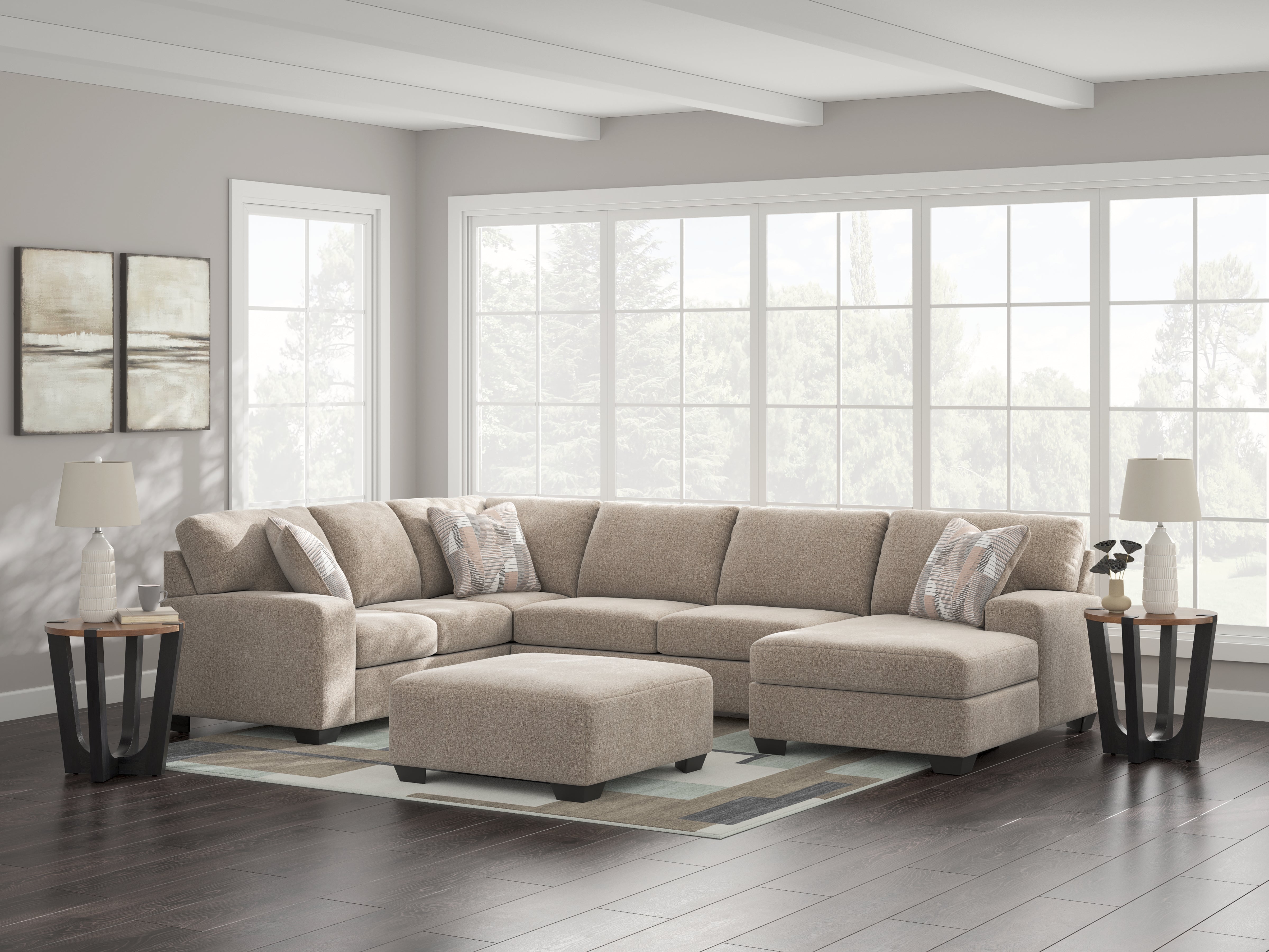 Homestyle Furniture - Ashley Furniture - Newellen 3-Piece Sectional with Chaise - LAF 3-Piece Sectional with Chaise / Hemp - 48404S2