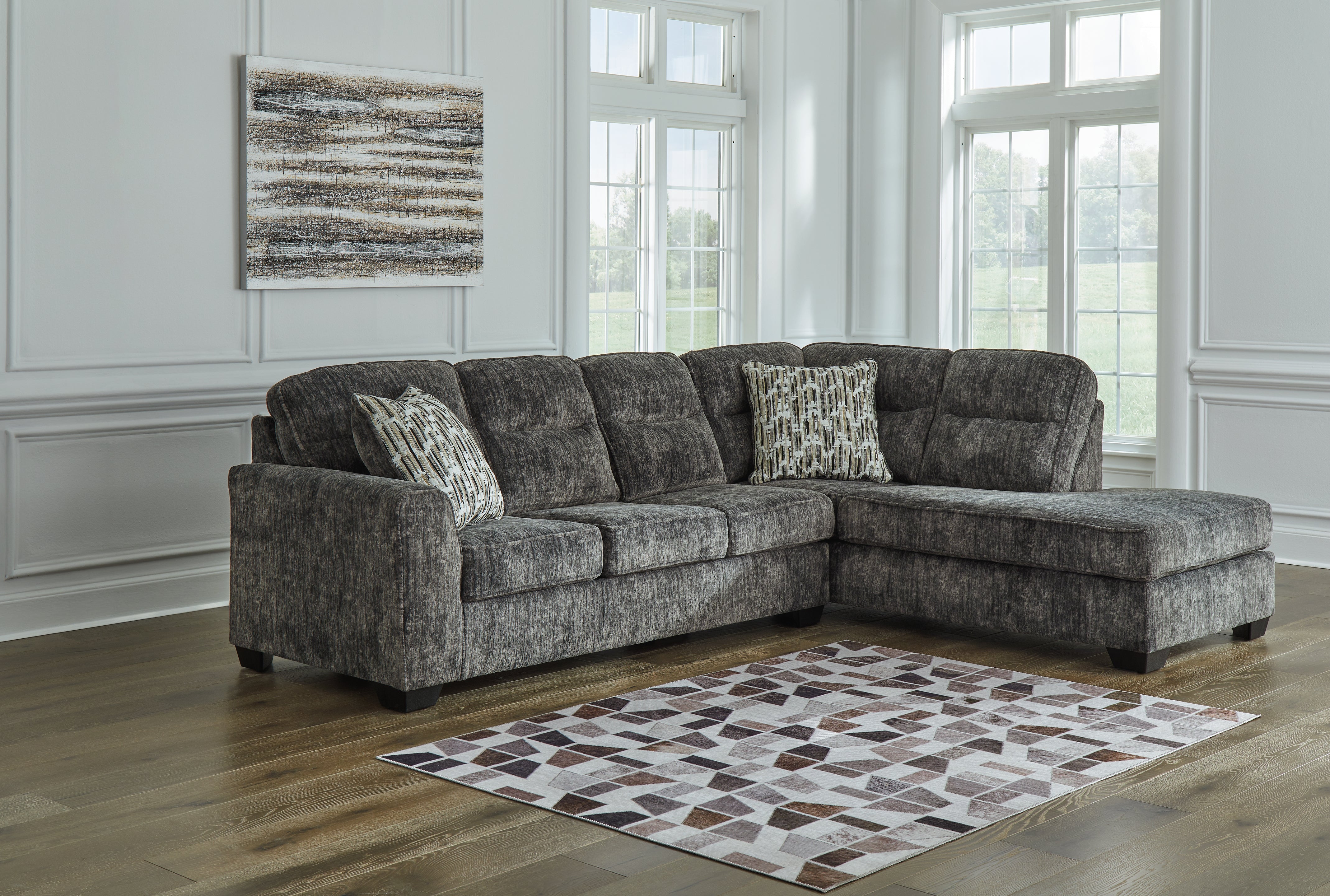 Homestyle Furniture - Ashley Furniture - Lonoke 2-Piece Sectional with Chaise - LAF 2-Piece Sectional with Chaise / Gunmetal - 50504S2