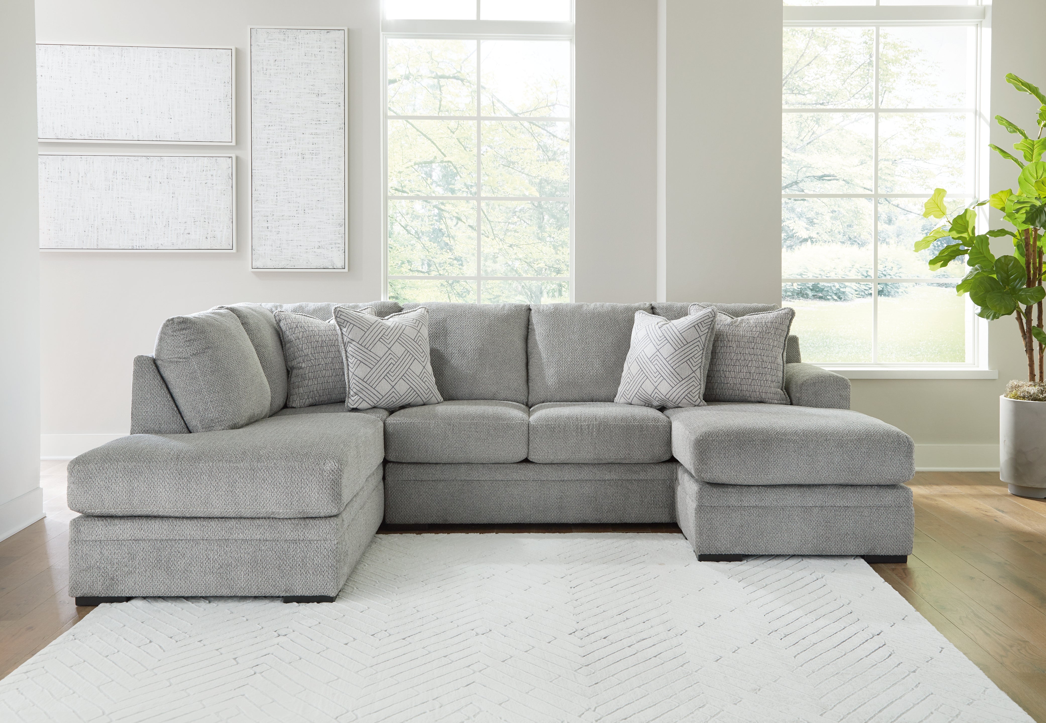 Homestyle Furniture - Ashley Furniture - Casselbury 2-Piece Sectional with Chaise - RAF 2-Piece Sectional with Chaise / Cement - 52906S2
