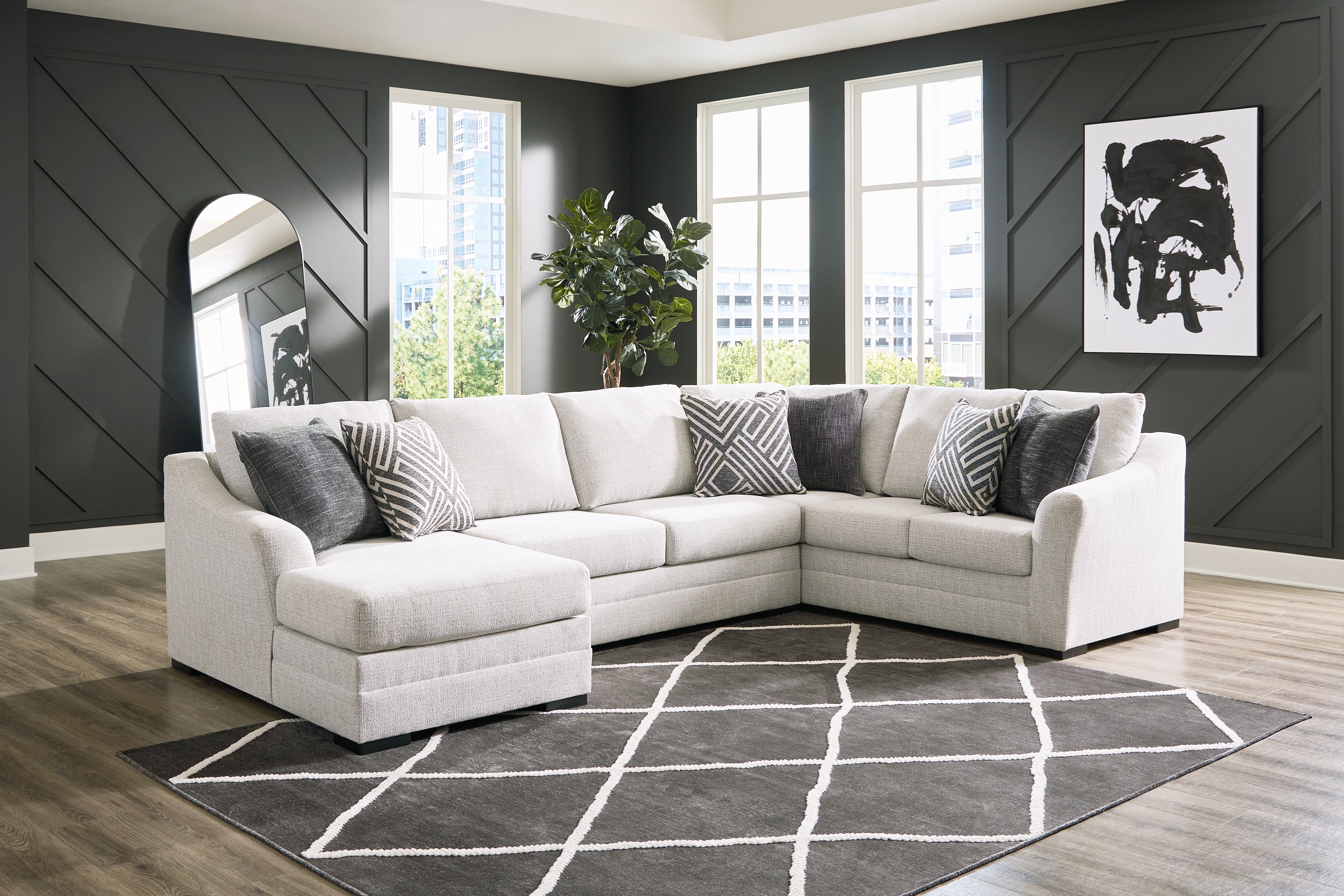 Homestyle Furniture - Ashley Furniture - Koralynn 3-Piece Sectional with Chaise - RAF 3-Piece Sectional with Chaise / Stone - 54102S1