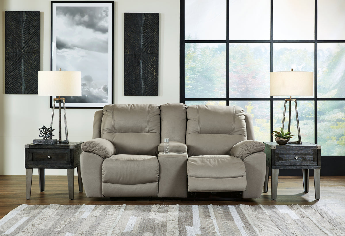 Homestyle Furniture - Ashley Furniture - Next-Gen Gaucho Reclining Loveseat with Console - DBL Rec Loveseat w/Console / Putty - 5420394