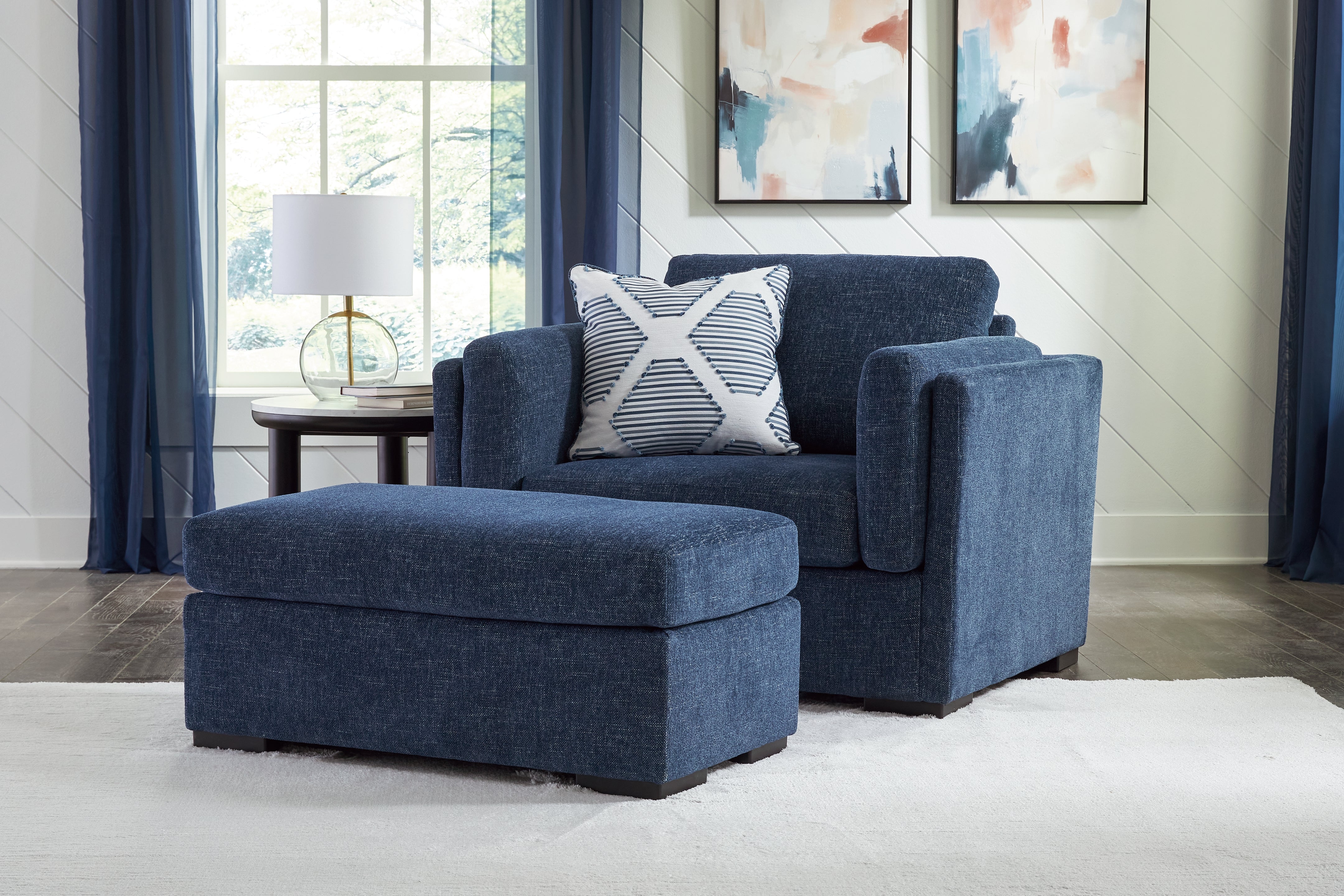 Homestyle Furniture - Ashley Furniture - Evansley Oversized Chair and Ottoman - Oversized Chair and Ottoman / Navy - 54502U1