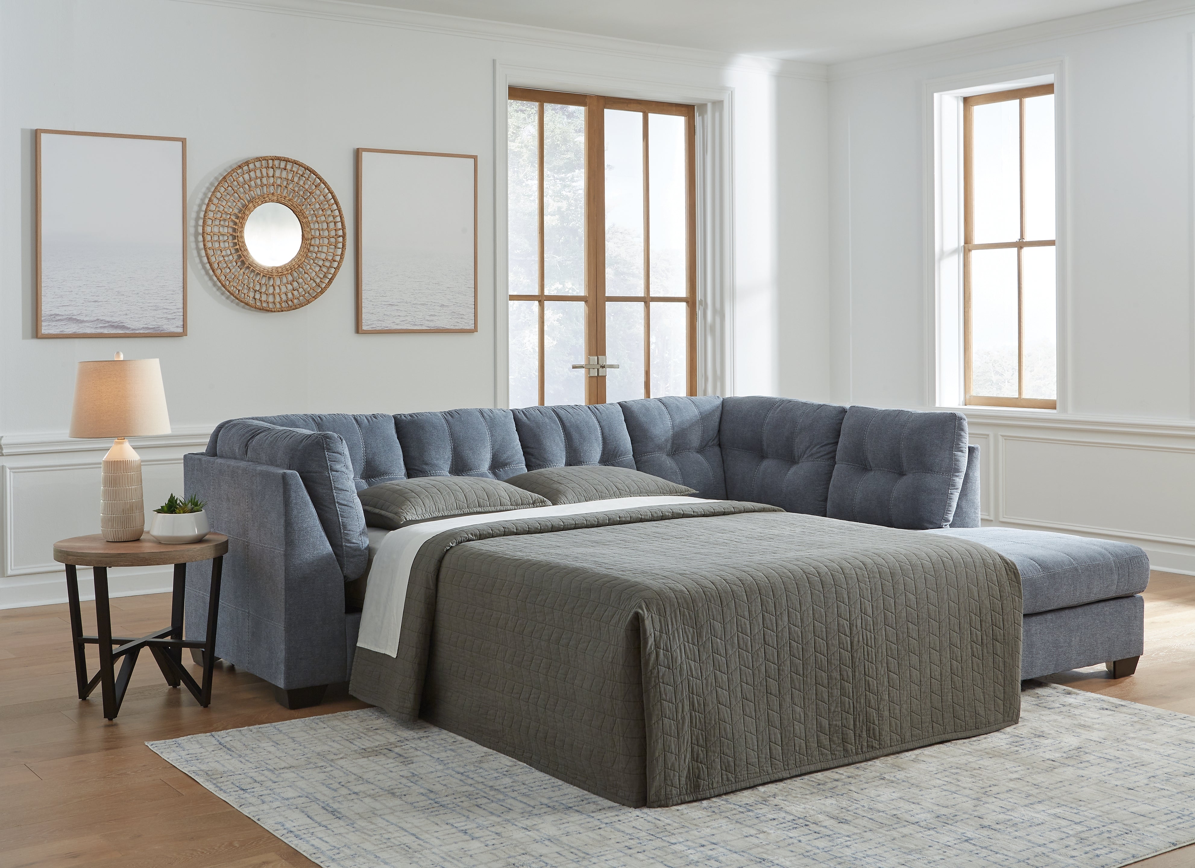 Homestyle Furniture - Ashley Furniture - Marleton 2-Piece Sleeper Sectional with Chaise - 2-Piece Sleeper Sectional with Chaise / Denim - 55303S4