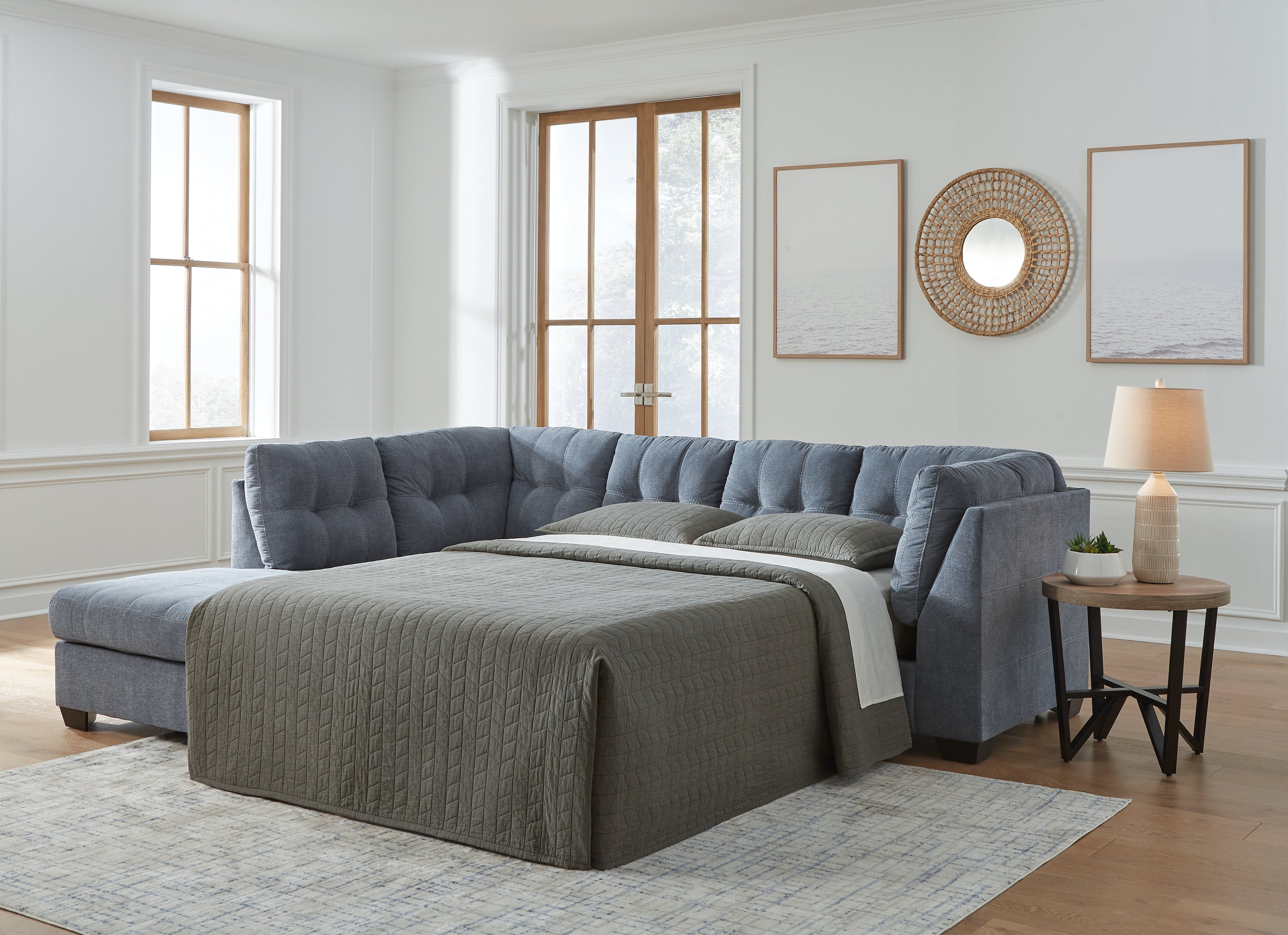 Homestyle Furniture - Ashley Furniture - Marleton 2-Piece Sleeper Sectional with Chaise - RAF 2-Piece Sleeper Sectional with Chaise / Denim - 55303S3