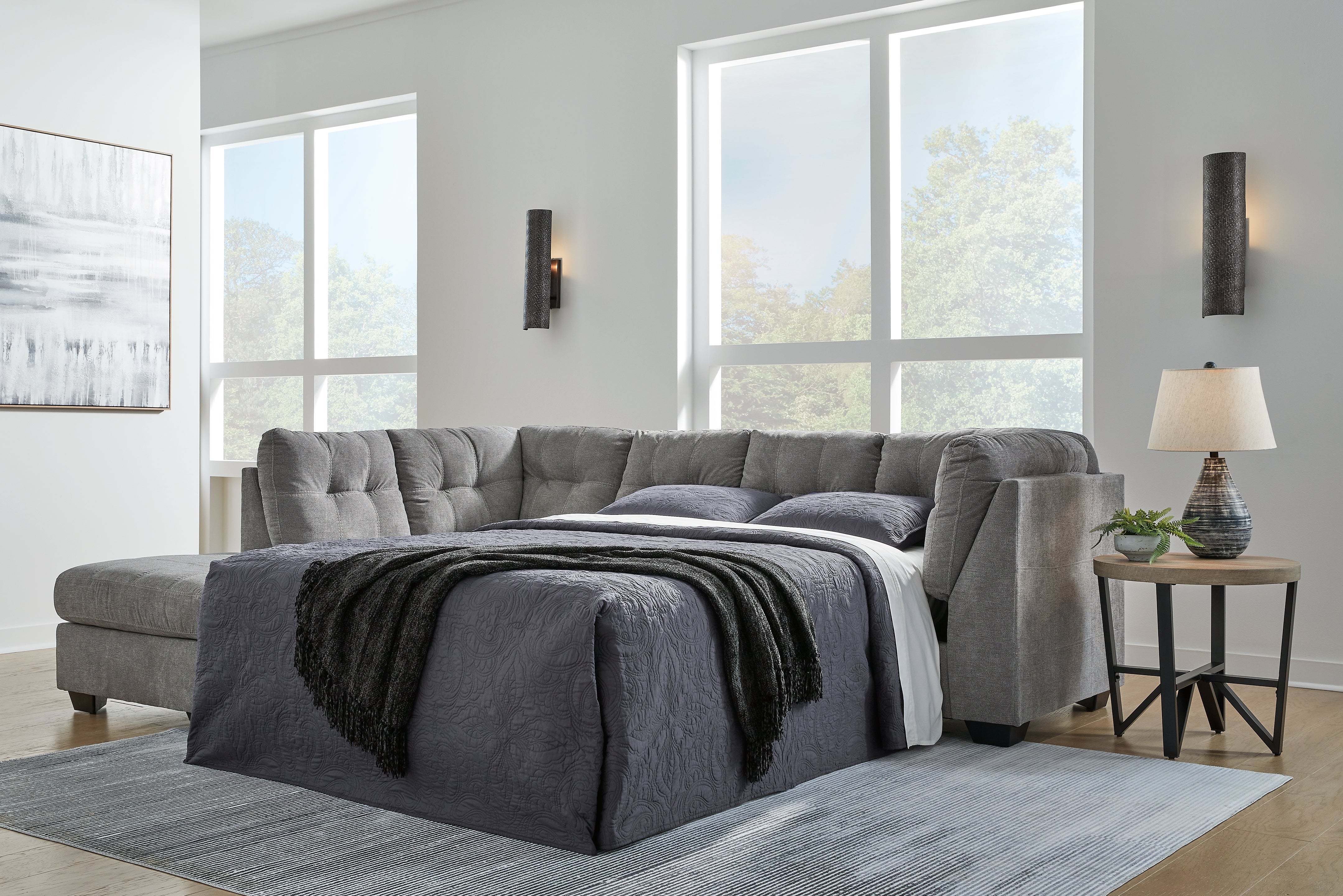Homestyle Furniture - Ashley Furniture - Marleton 2-Piece Sleeper Sectional with Chaise - RAF 2-Piece Sleeper Sectional with Chaise / Gray - 55305S3