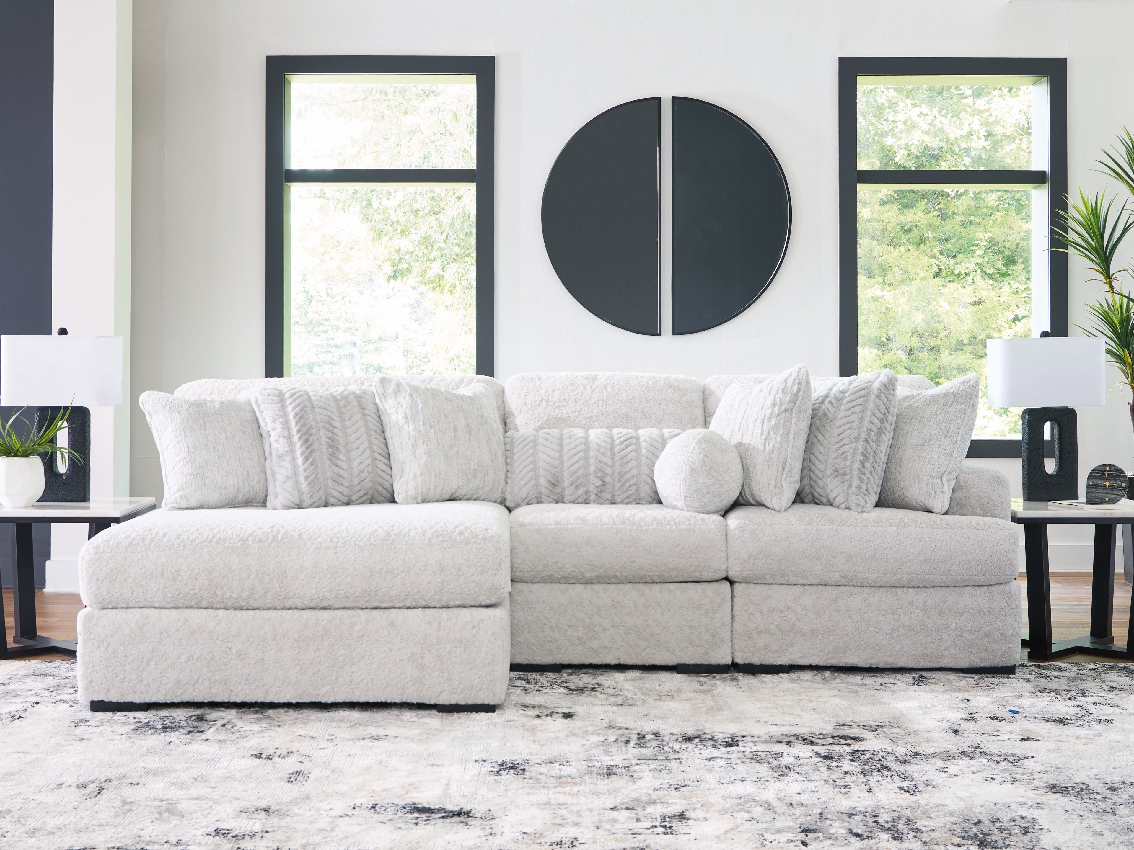 Homestyle Furniture - Ashley Furniture - Cuddle Plush 3-Piece Sectional with Chaise - 3-Piece Sectional with Chaise / Arctic - PC59106S7