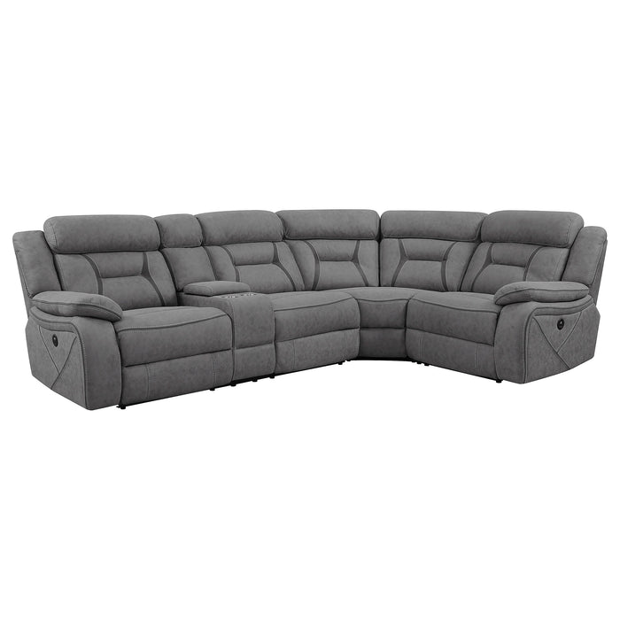 Homestyle Furniture - Coaster - Higgins Upholstered Power Reclining Sectional Sofa Grey - 600370