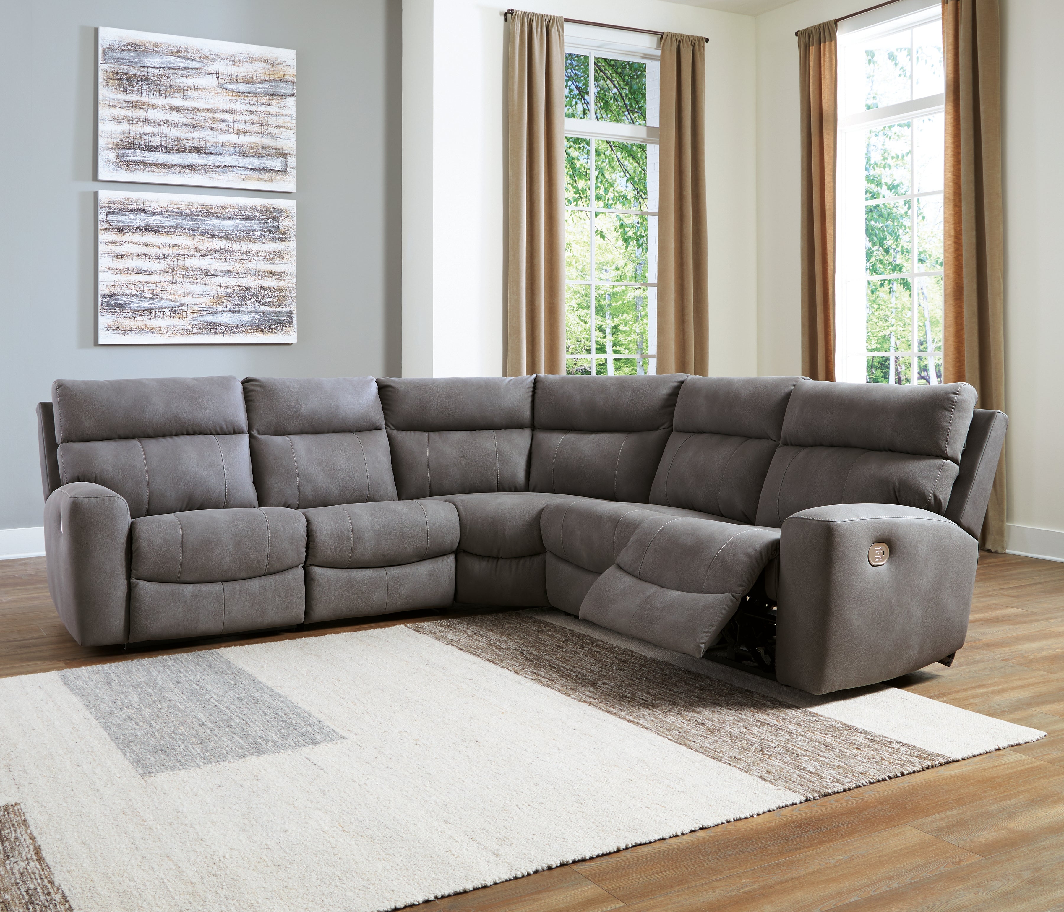 Homestyle Furniture - Ashley Furniture - Next-Gen DuraPella 5-Piece Power Reclining Sectional - 5-Piece Power Reclining Sectional / Slate - 61003S6