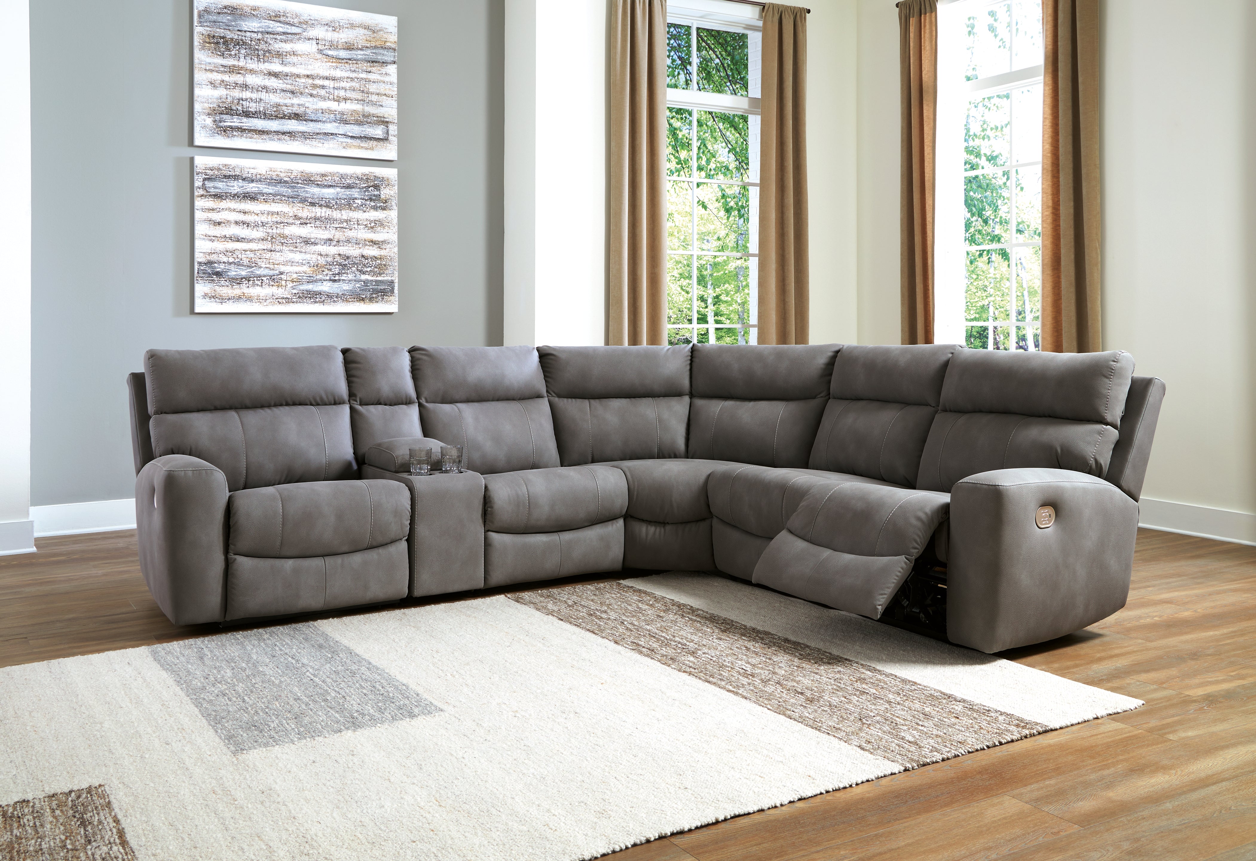 Homestyle Furniture - Ashley Furniture - Next-Gen DuraPella 6-Piece Power Reclining Sectional - 6-Piece Power Reclining Sectional / Slate - 61003S7