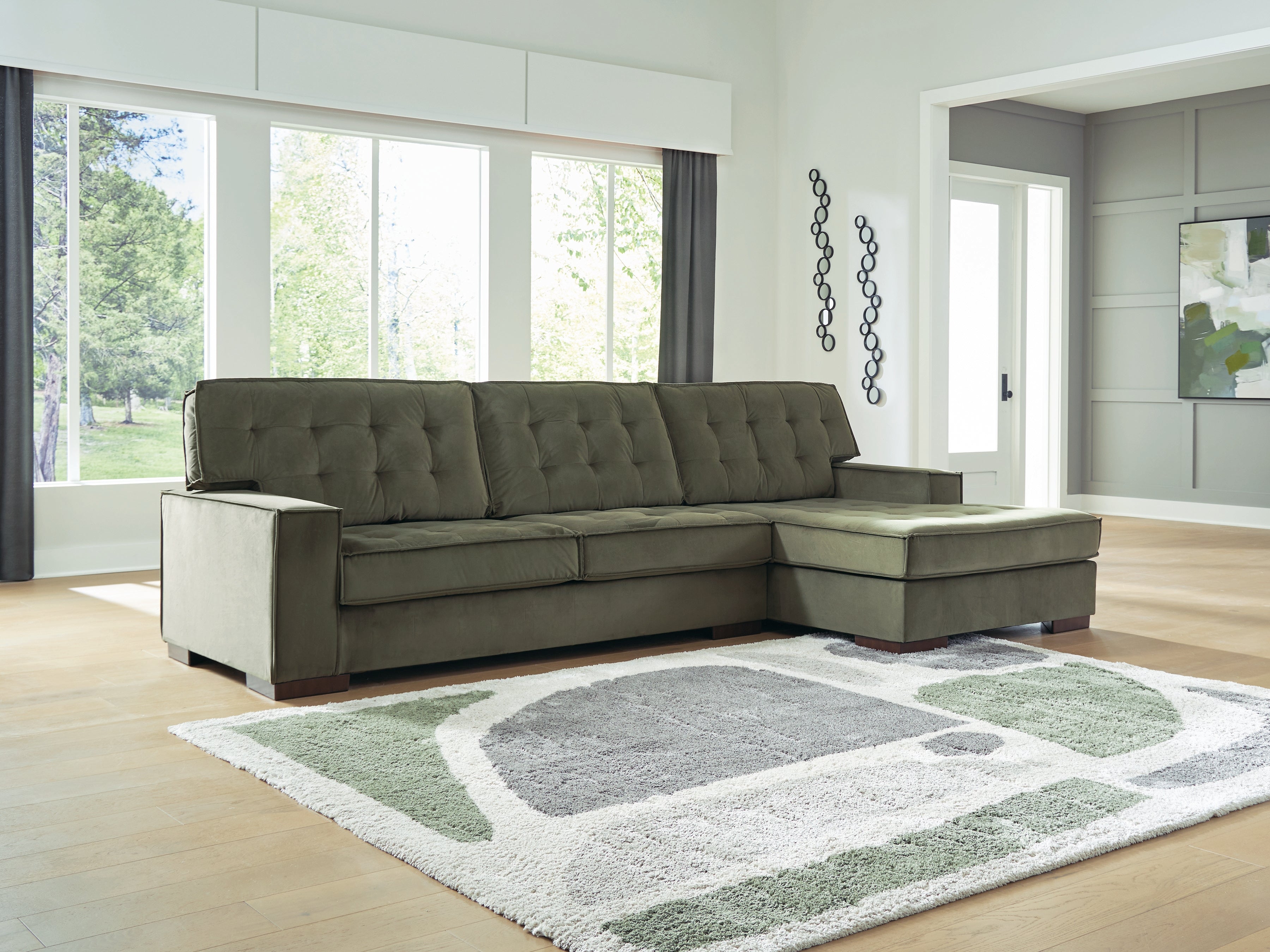 Homestyle Furniture - Ashley Furniture - Caspian-Town 2-Piece Sectional with Chaise - LAF 2-Piece Sectional with Chaise / Olive - PC61702S2