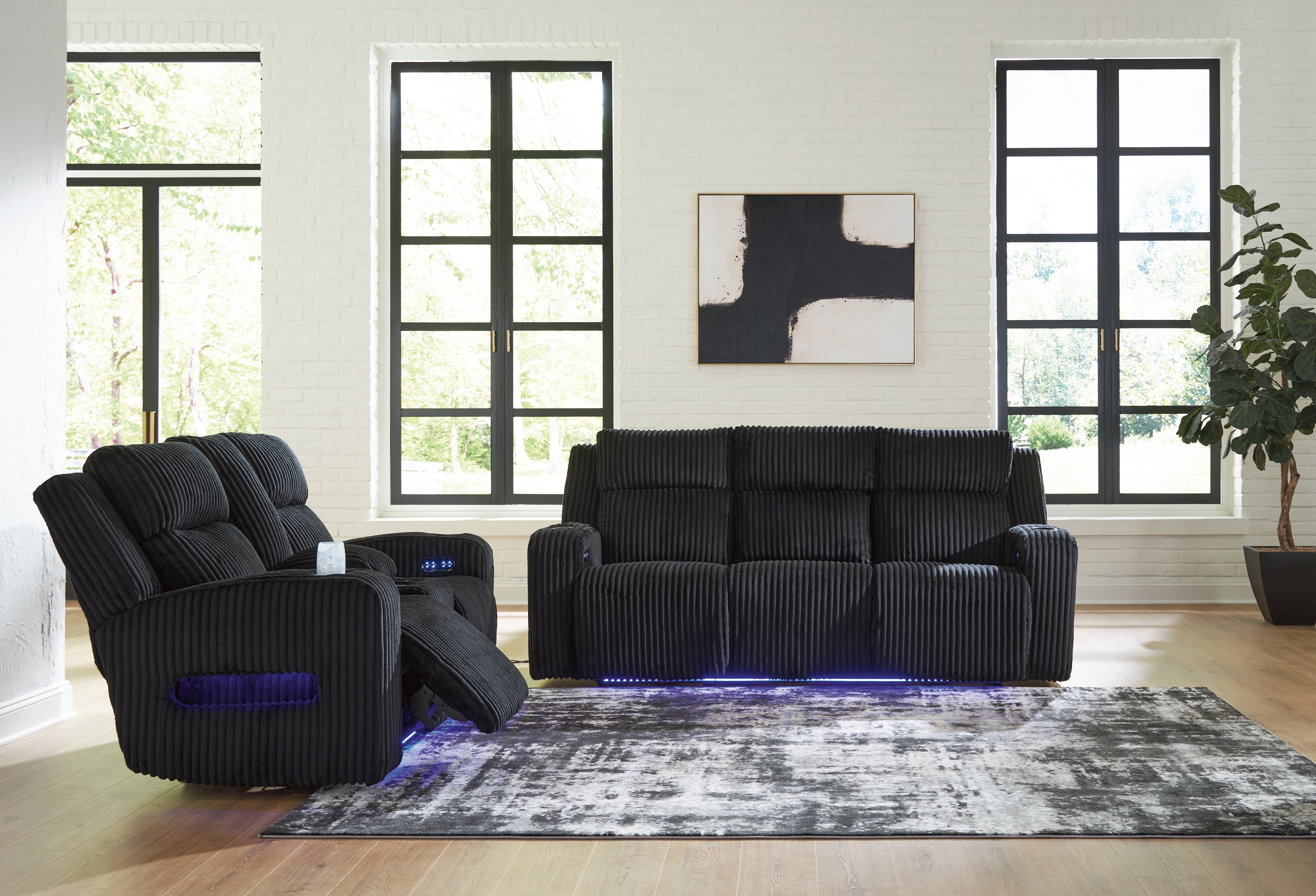 Homestyle Furniture - Ashley Furniture - Forest Lake Power Reclining Sofa and Loveseat - Power Reclining Sofa and Loveseat / Black - PC64202U1
