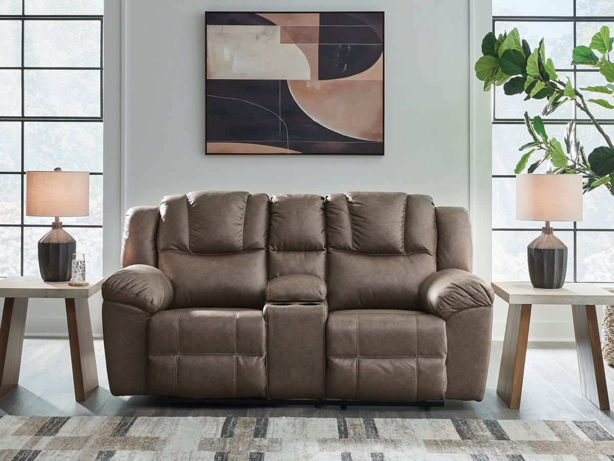 Homestyle Furniture - Ashley Furniture - Lowilla Reclining Loveseat with Console - DBL Rec Loveseat w/Console - PC6450694