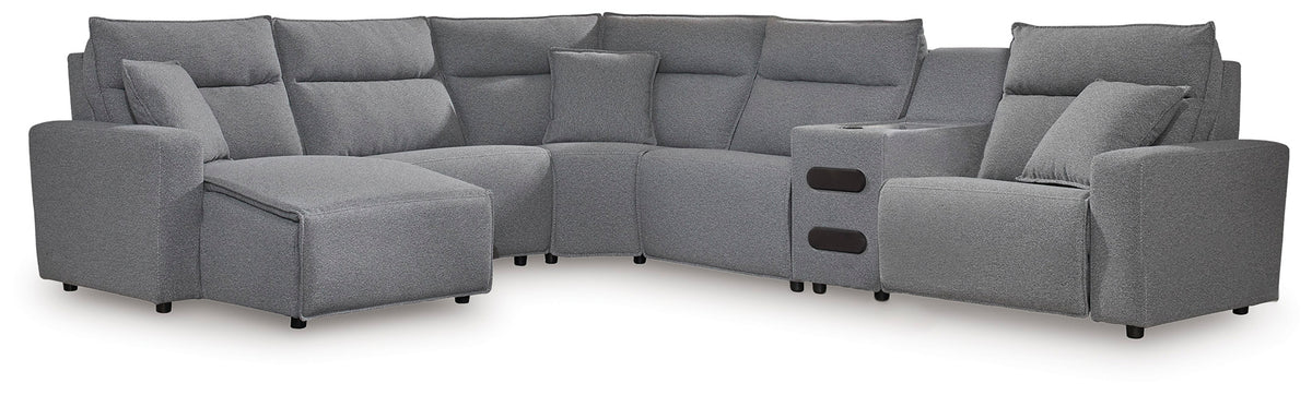 Homestyle Furniture - Ashley Furniture - ModMax II 6-Piece Reclining Sectional with Chaise and Audio Console - 6-Piece Reclining Sectional with Chaise and Audio Console - 65906S29