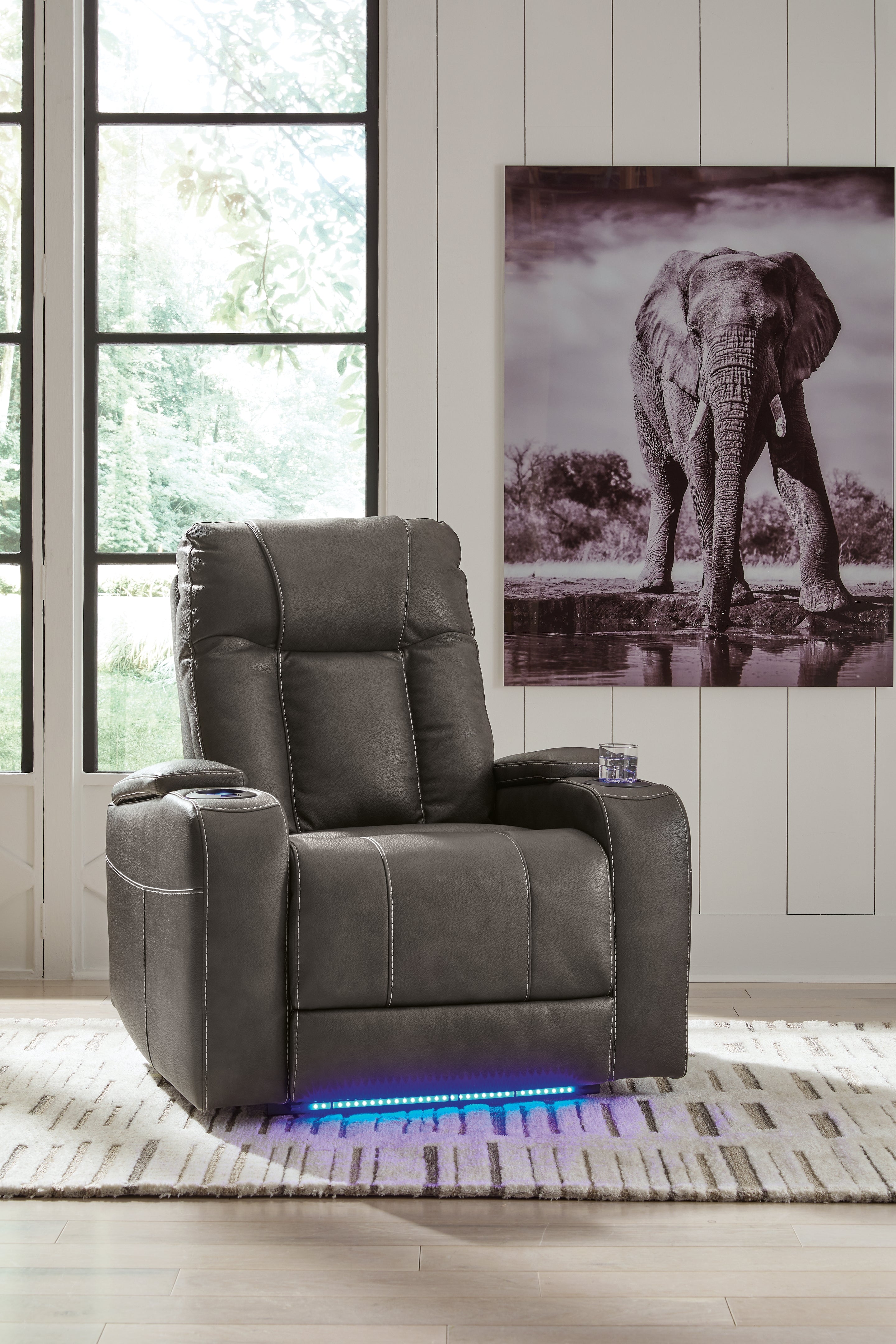 Homestyle Furniture - Ashley Furniture - Feazada Power Recliner - PWR Recliner/ADJ Headrest / Shadow - 6620513