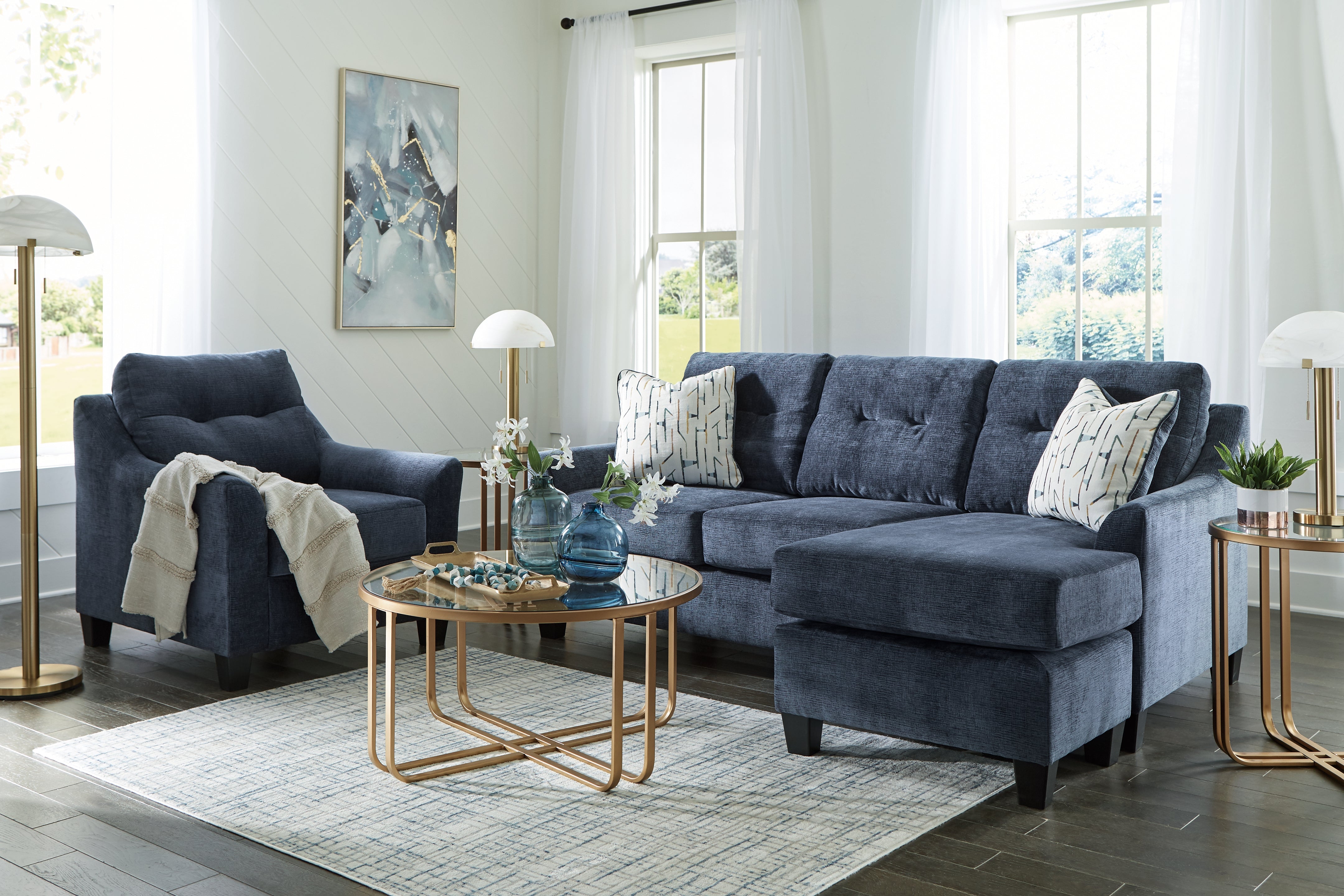 Homestyle Furniture - Ashley Furniture - Amity Bay Sofa Chaise and Chair - Sofa Chaise and Chair / Ink - 67206U3