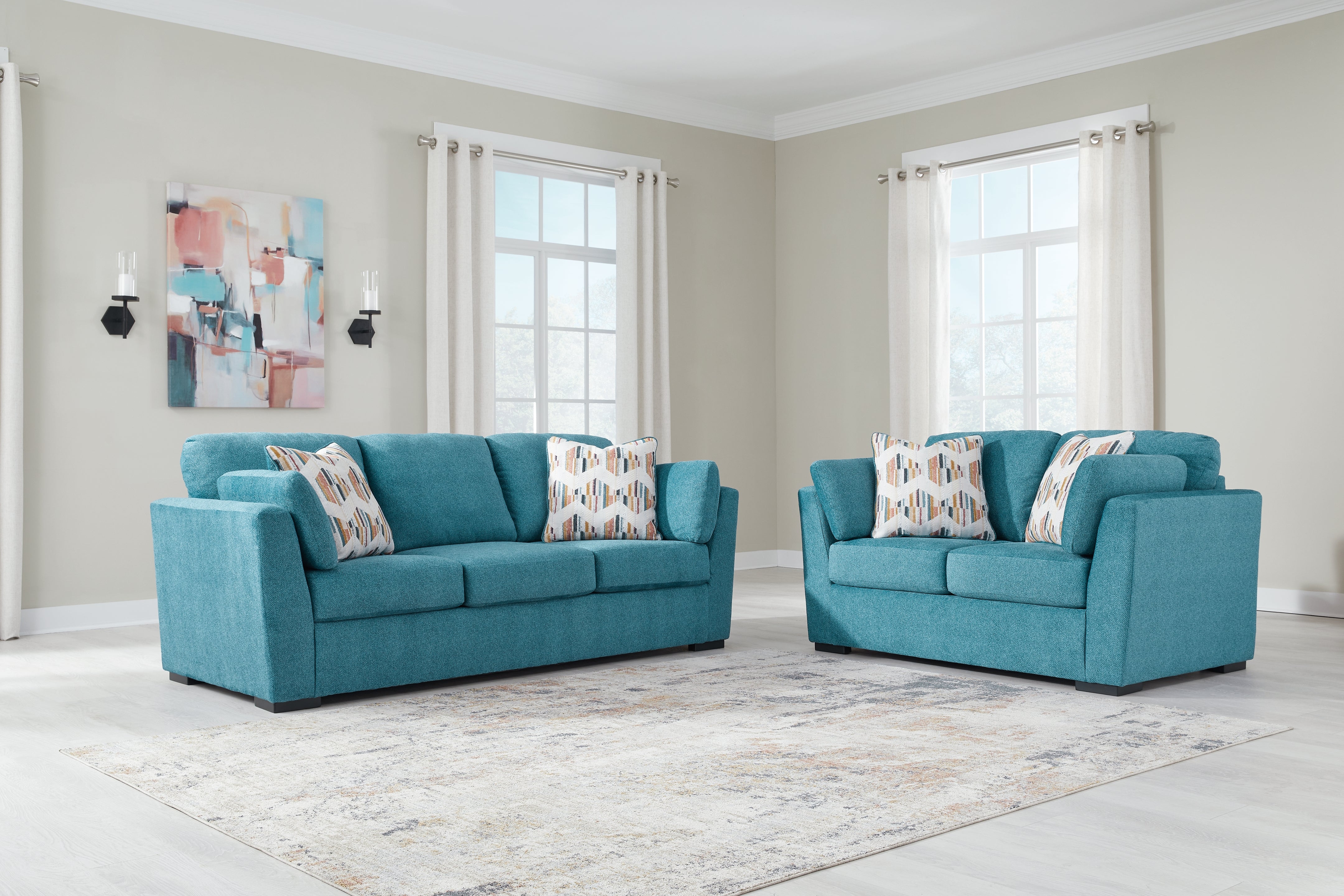Homestyle Furniture - Ashley Furniture - Keerwick Sofa and Loveseat - Sofa and Loveseat / Teal - 67507U1
