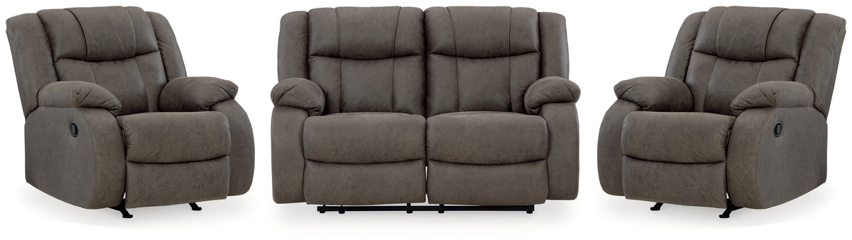 Homestyle Furniture - Ashley Furniture - First Base Reclining Loveseat and 2 Recliners - Reclining Loveseat and 2 Recliners - 68804U3